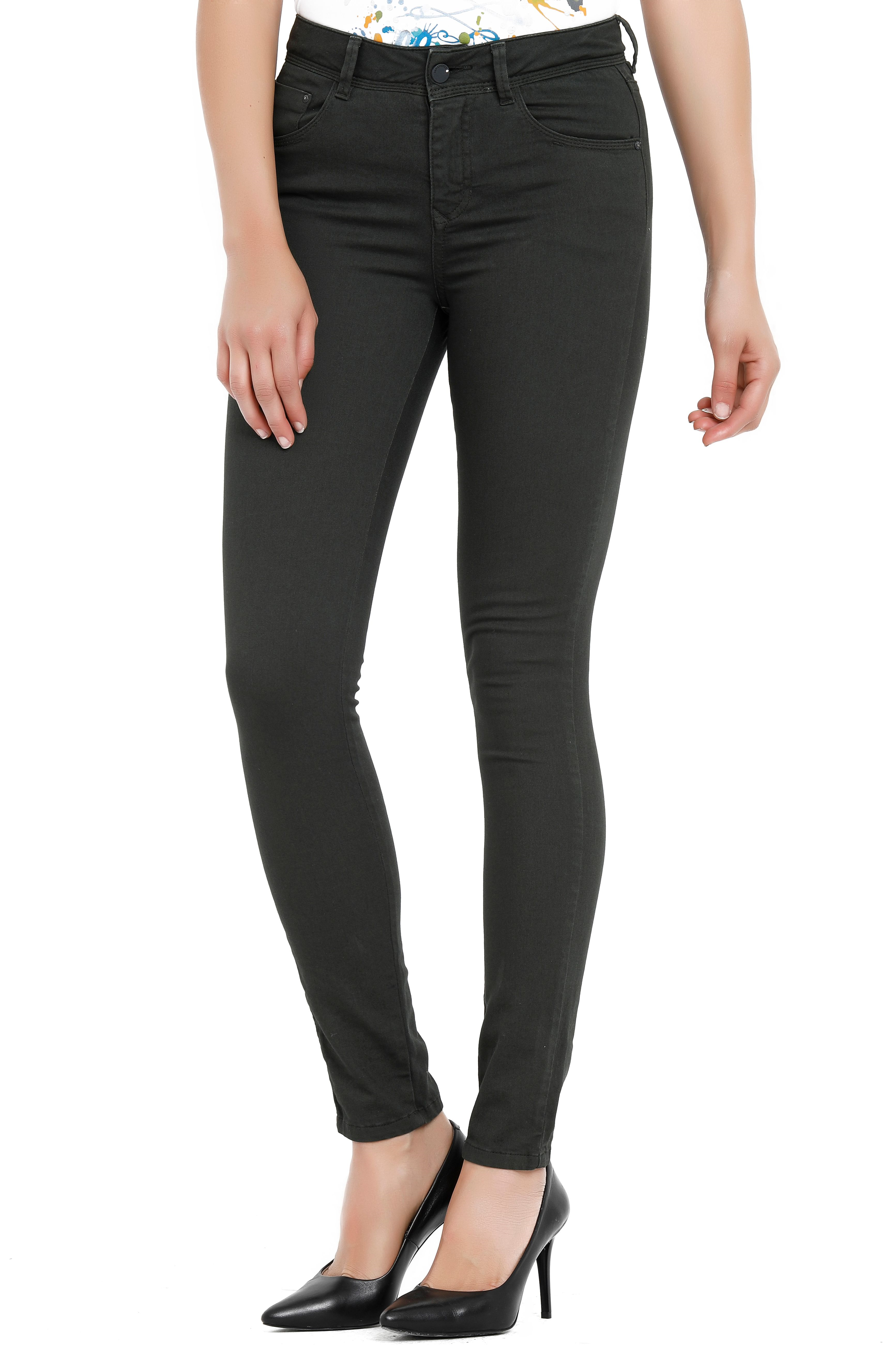 Jamy Yüksek Bel Dar Kesim Çok Dar Paça Yeşil Kadın Pantolon