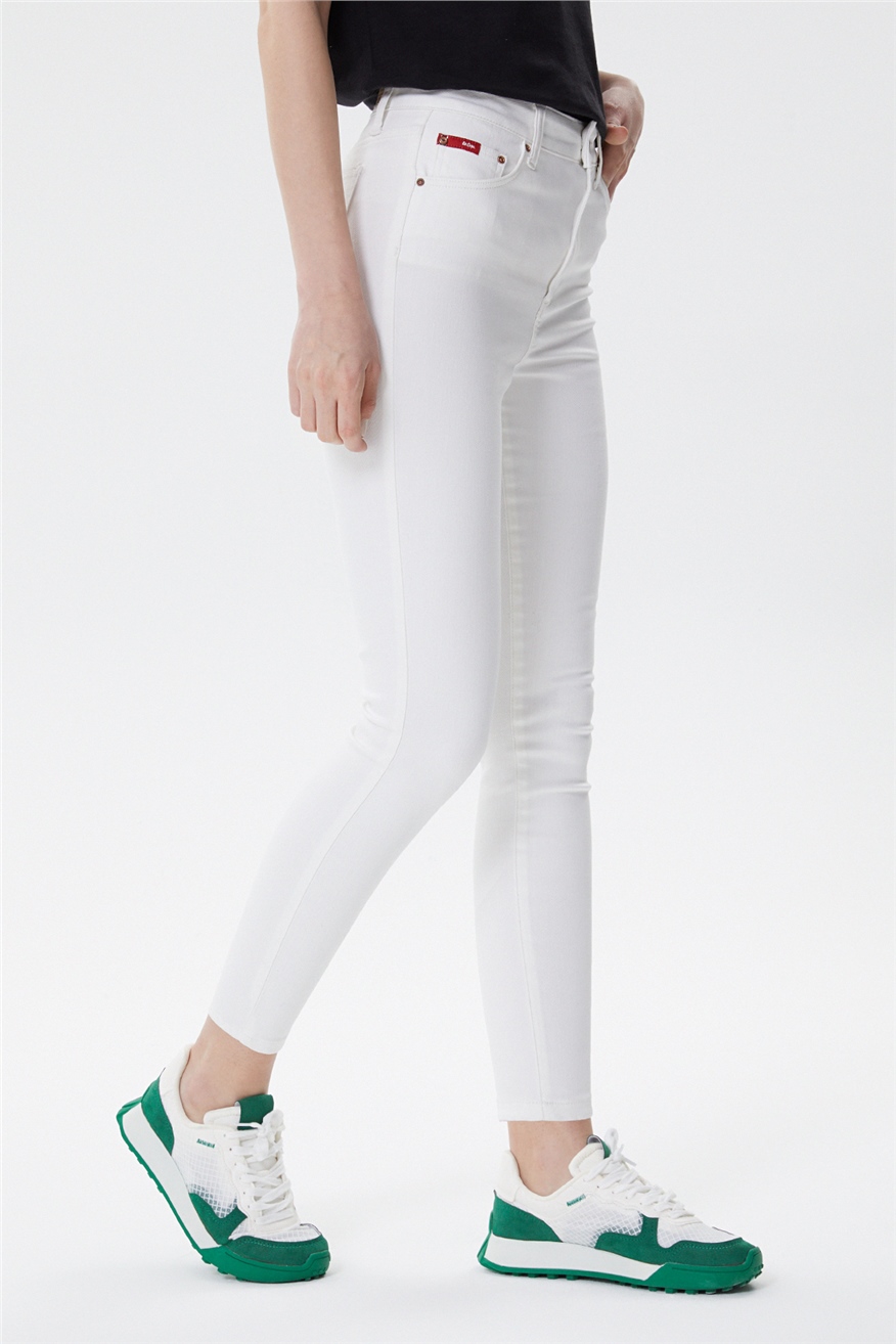 Lee Cooper Jaycee Kadın Skinny Highrise Fit Jean Pantolon White Jean. 3