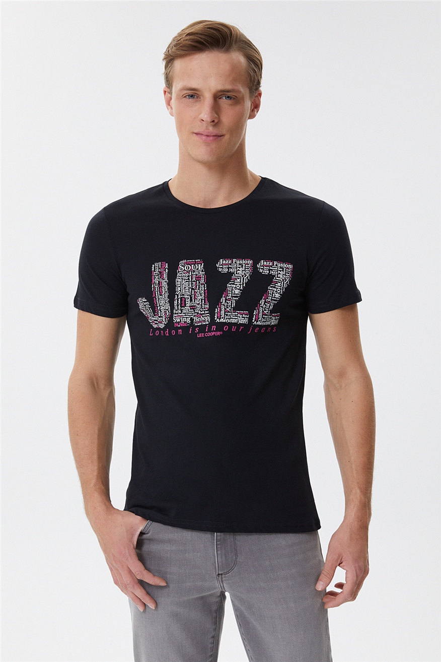 Lee Cooper Jazz Erkek Bisiklet Yaka T-Shirt Siyah. 2