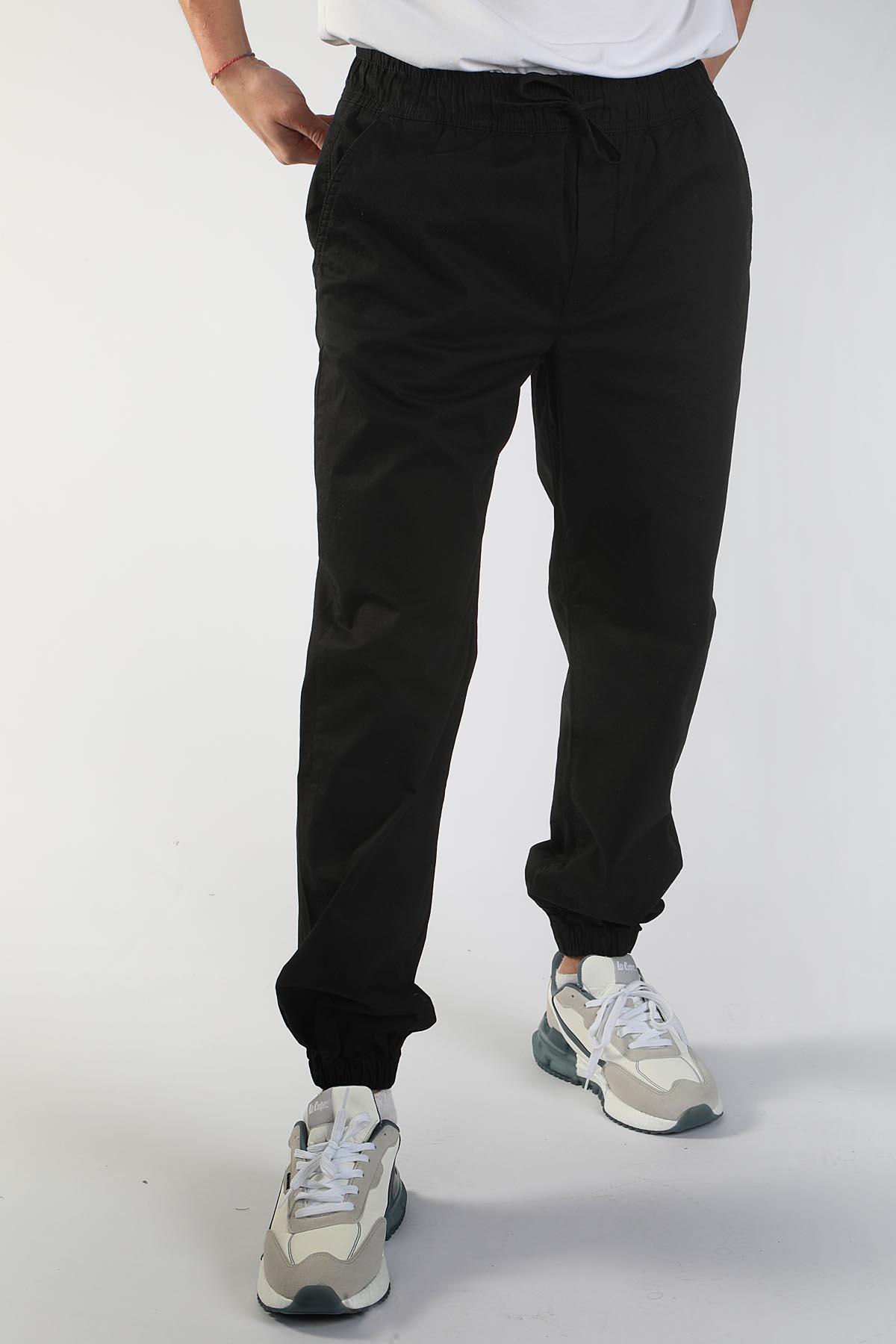 Jogger Orta Bel Rahat Kesim Bilekte Lastikli Paça Siyah Erkek Pantolon