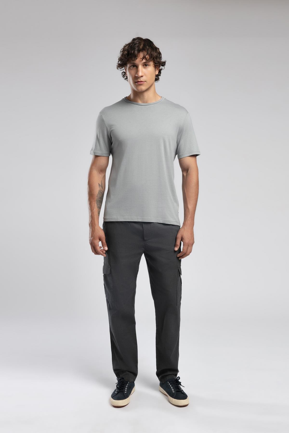 Ketgo Orta Bel Düz Kesim Düz Paça %100 Pamuk İndigo Erkek Pantolon