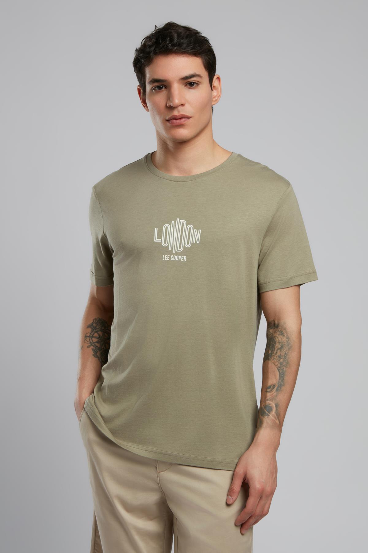 Lev Erkek O Yaka T-Shirt Haki