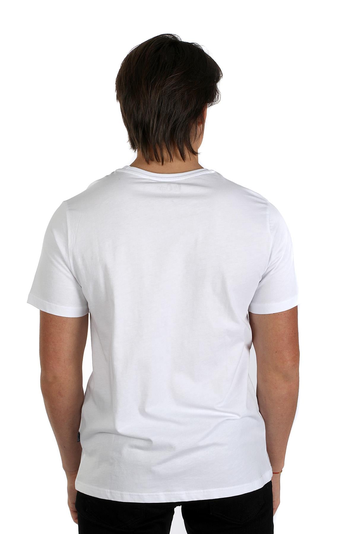 Londonlogo Erkek %100 Pamuk O Yaka T-Shirt Beyaz-K