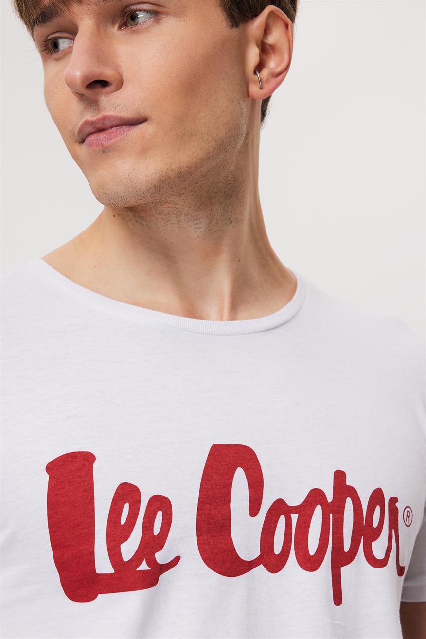 Londonlogo Erkek %100 Pamuk O Yaka T-Shirt Beyaz-K