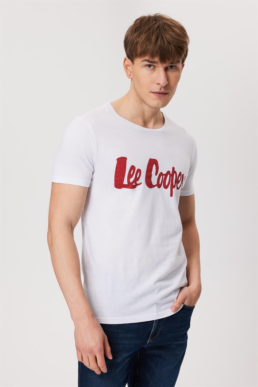Londonlogo Erkek %100 Pamuk O Yaka T-Shirt Beyaz-K