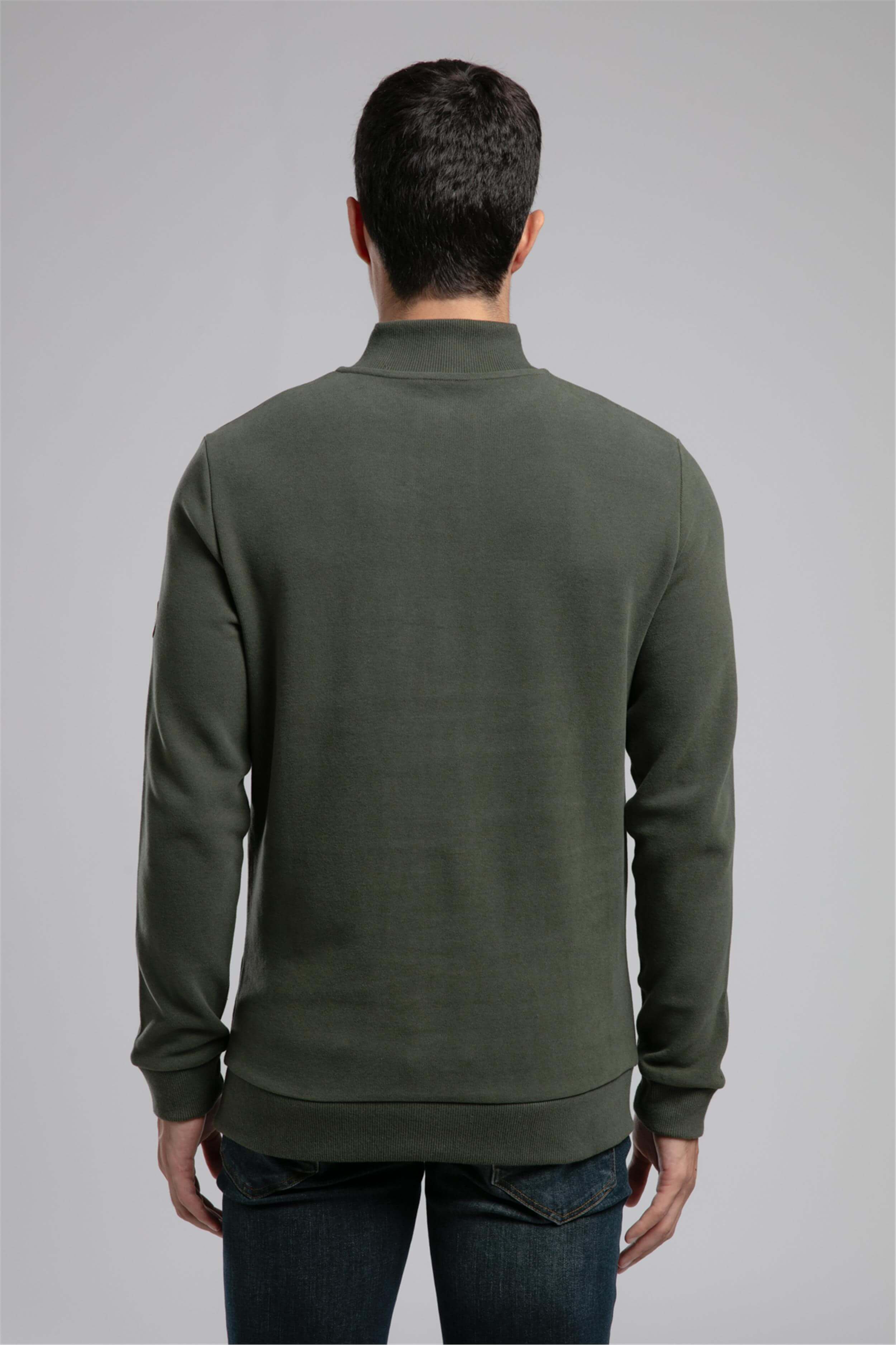 Luke Erkek Dik Yaka Sweatshirt Yeşil