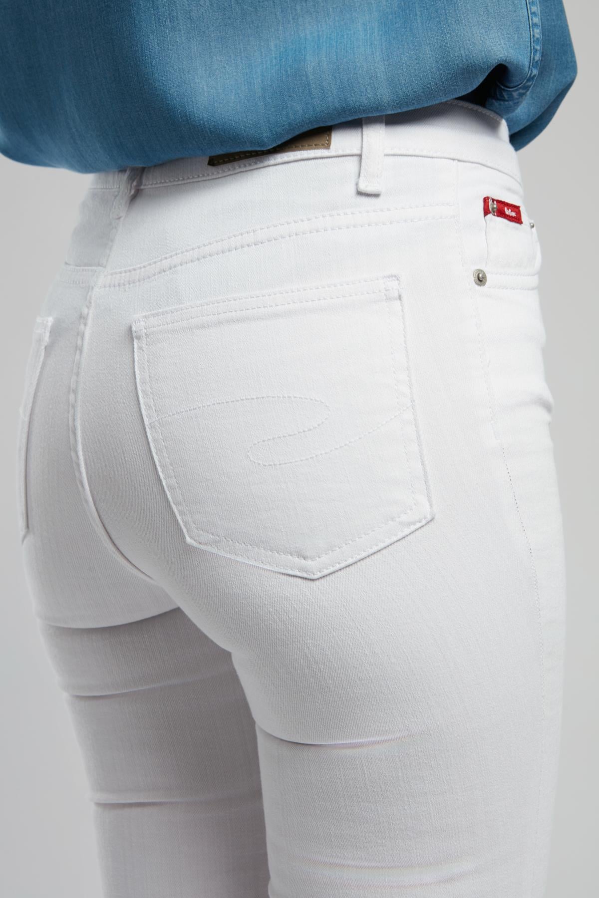 Luna Yüksek Bel İspanyol Paça Kesim Geniş Paça Kidman White Kadın Jean Pantolon