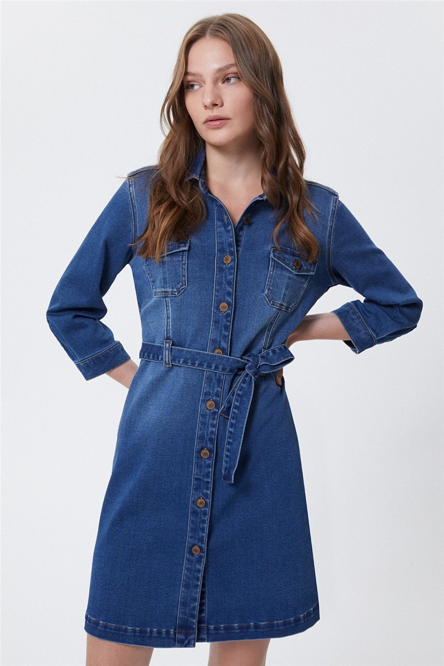 Maldini 4 Kadın Jean Elbise Denim