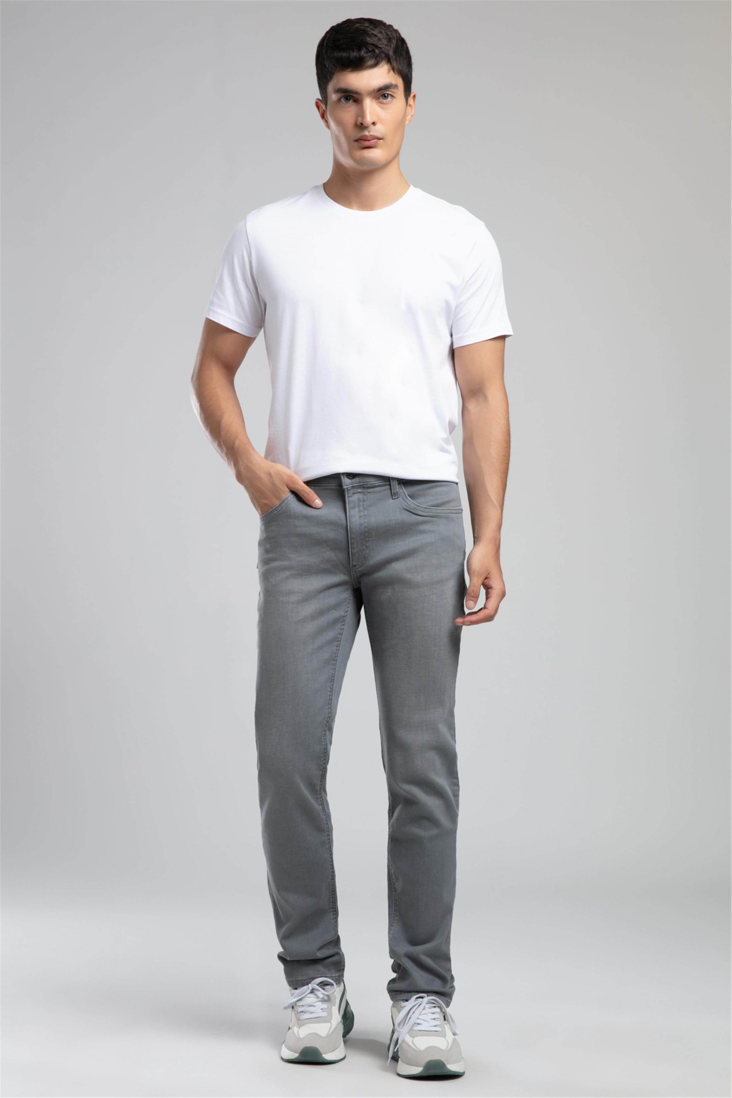 Marco Normal Bel Dar Kesim Düz Paça Gri Erkek Jean Pantolon