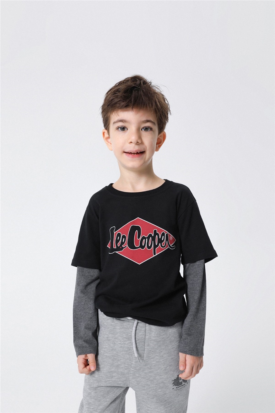 Lee Cooper Matt Erkek Çocuk Bisiklet Yaka T-Shirt Beyaz. 2