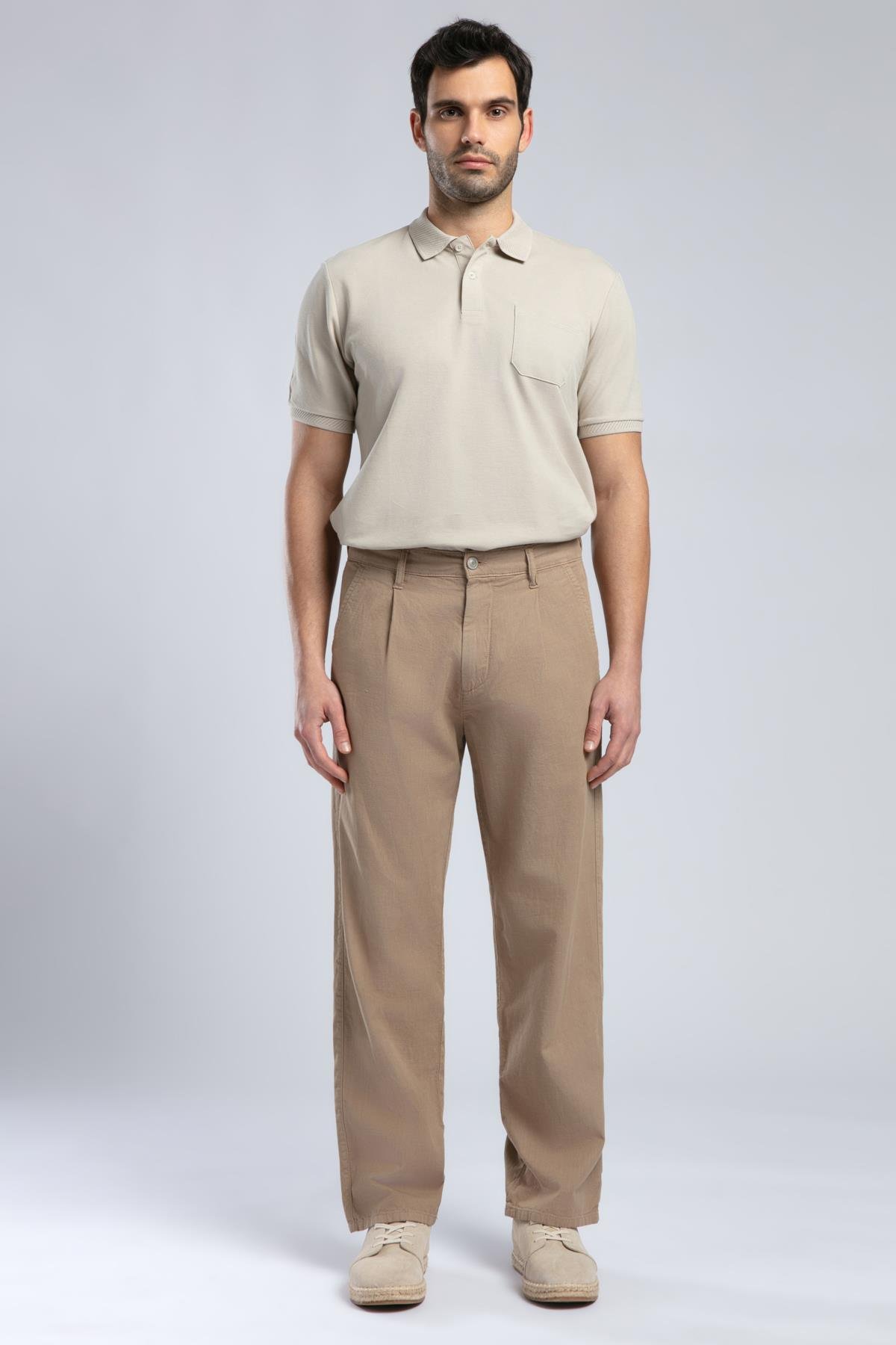 Matteo Erkek Dokuma Pantolon Camel