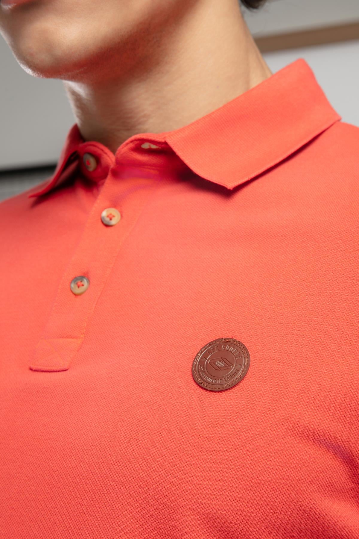 Mules Erkek %100 Pamuk Polo Yaka T-Shirt Mercan