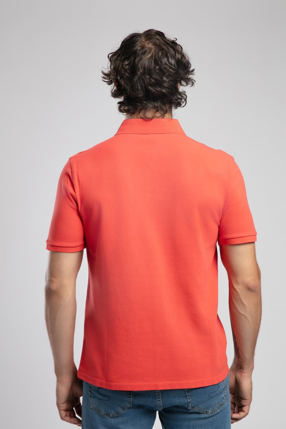 Mules Erkek %100 Pamuk Polo Yaka T-Shirt Mercan