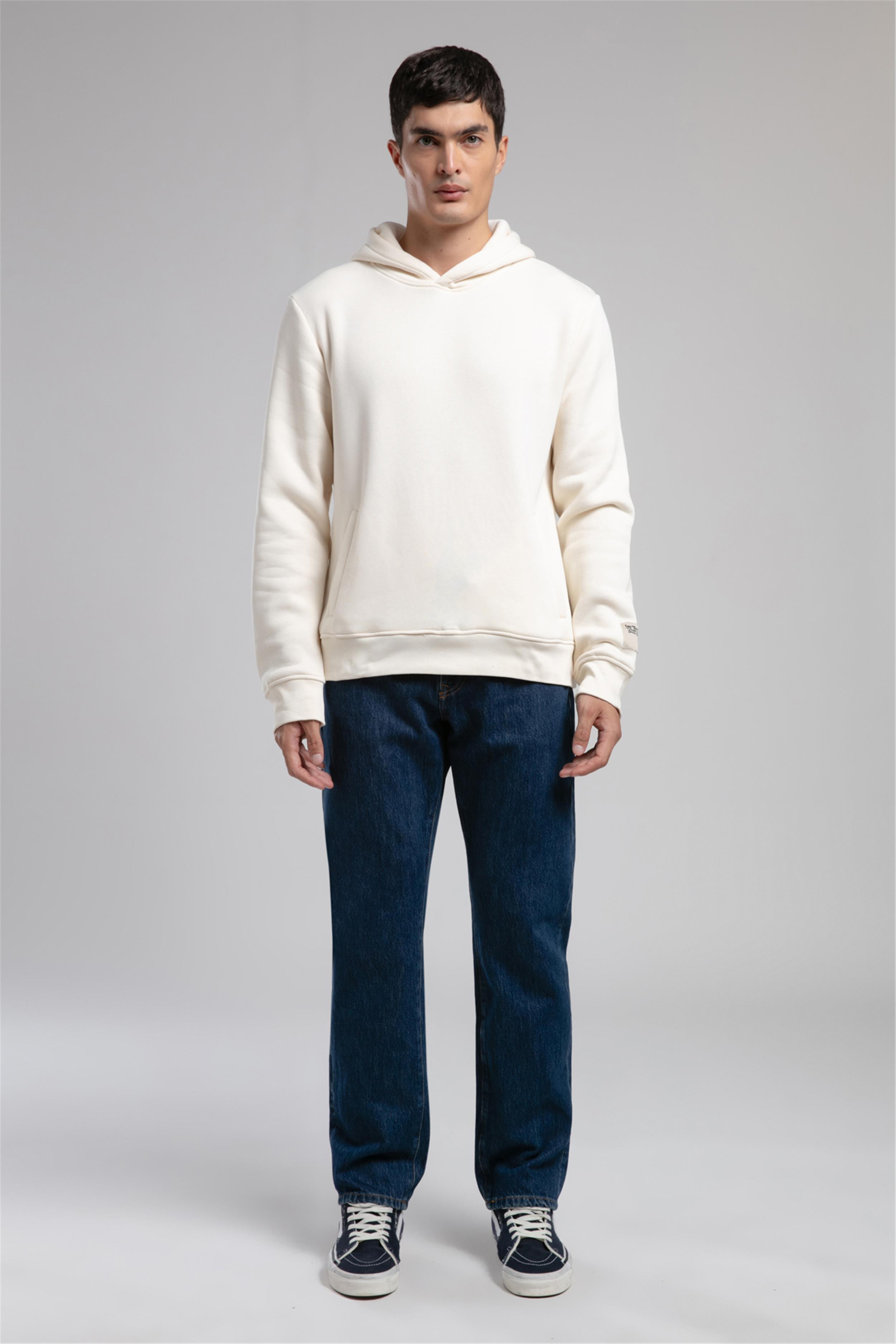 Nathan Erkek Kapüşonlu Sweatshirt Ekru