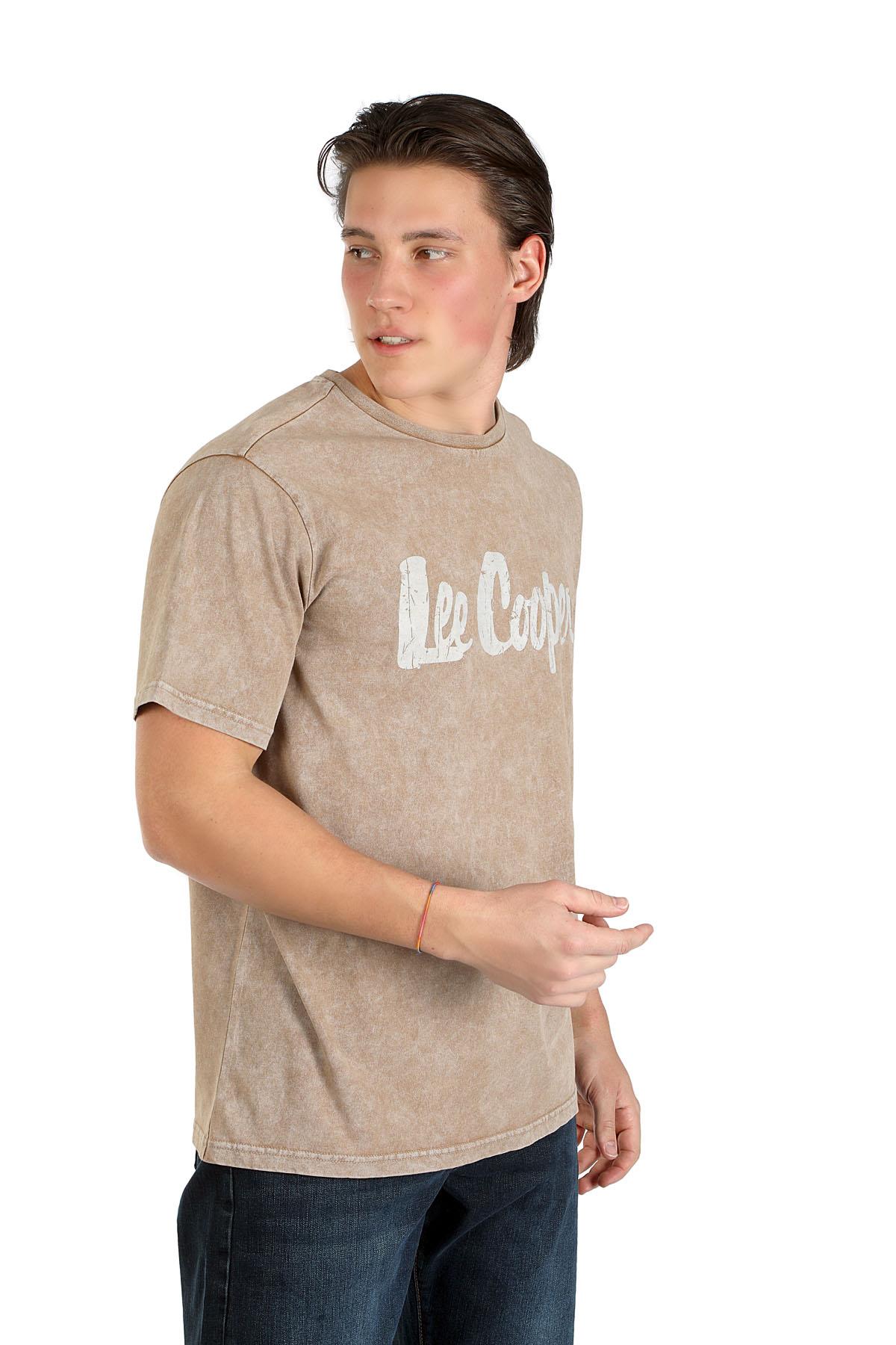 New Drawing Erkek %100 Pamuk O Yaka T-Shirt Taba