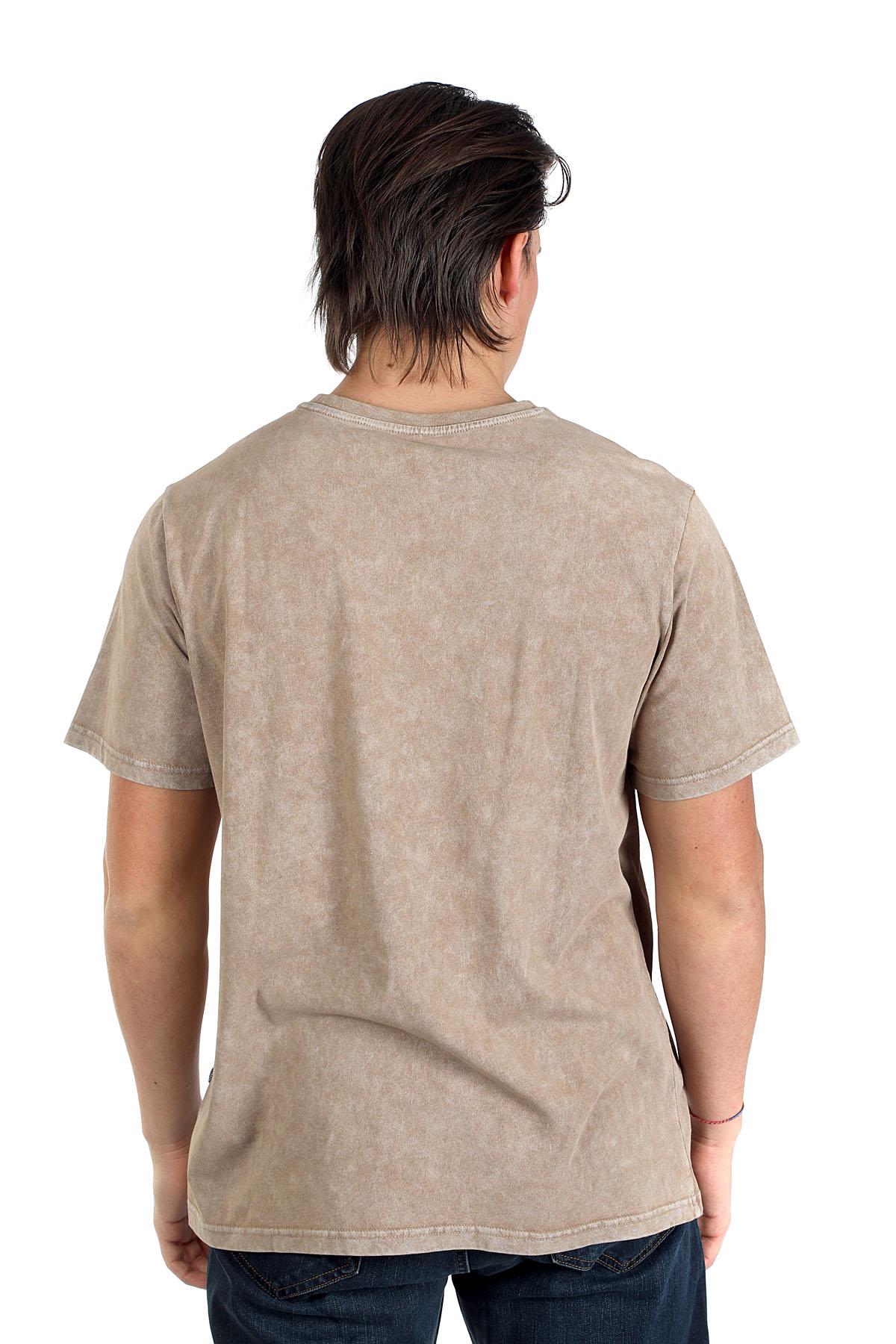 New Drawing Erkek %100 Pamuk O Yaka T-Shirt Taba