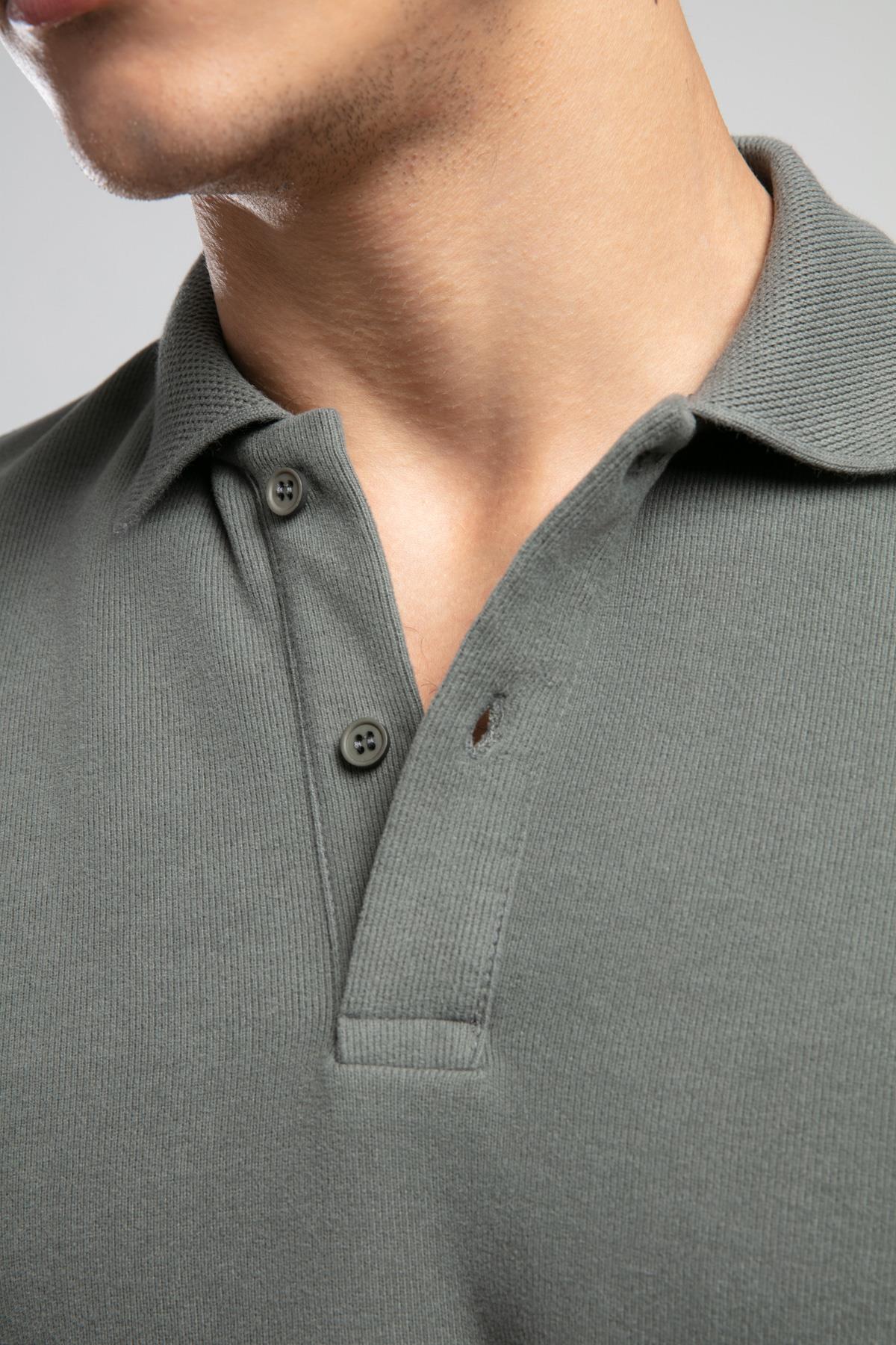 Newblend Erkek Polo Yaka Sweatshirt Olive