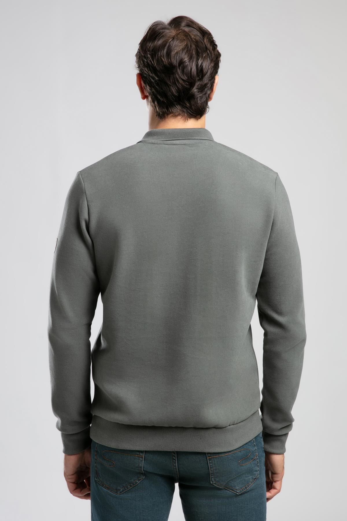 Newblend Erkek Polo Yaka Sweatshirt Olive