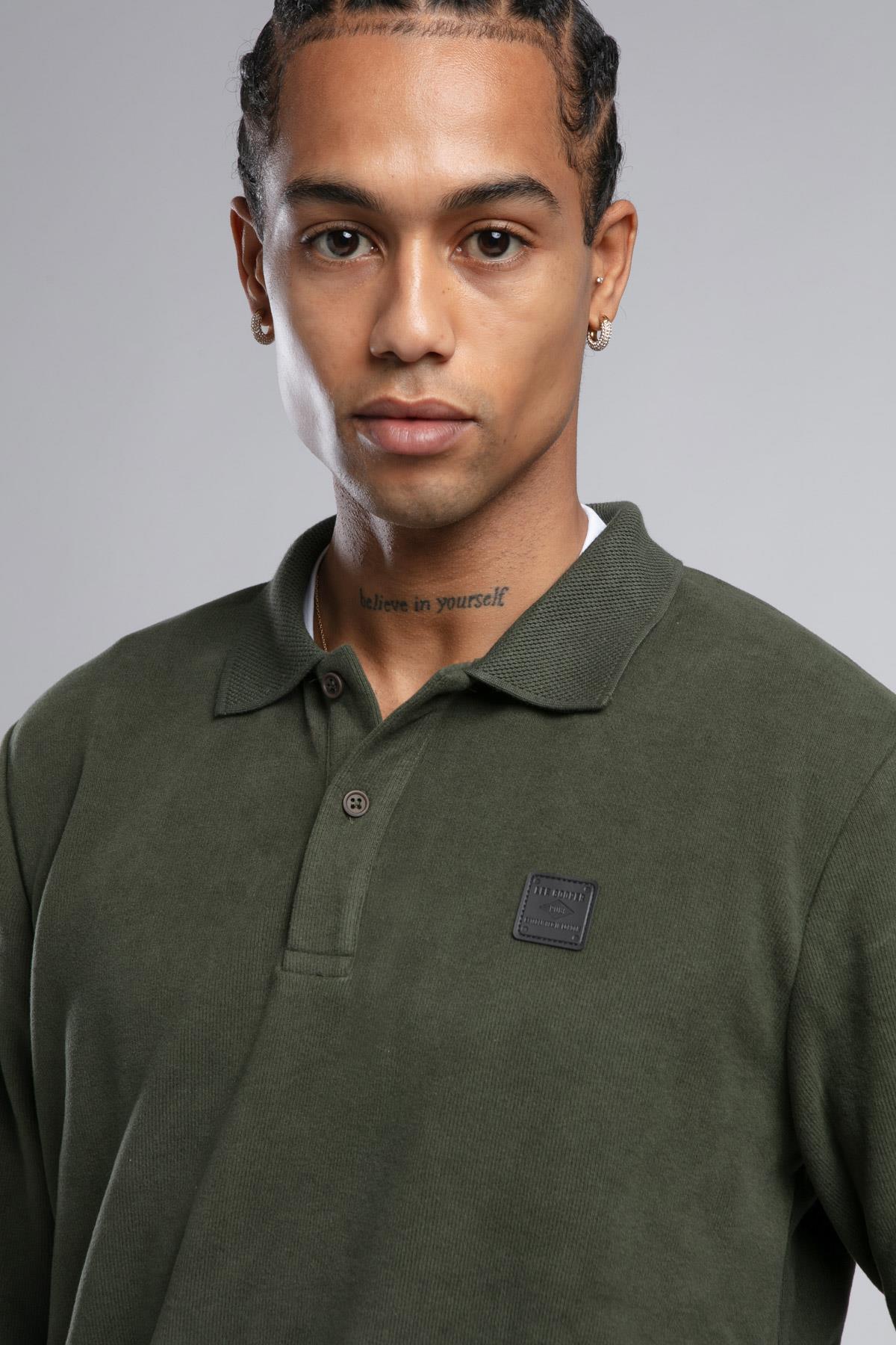 Newblend Erkek Polo Yaka Sweatshirt Haki - Lee Cooper Türkiye