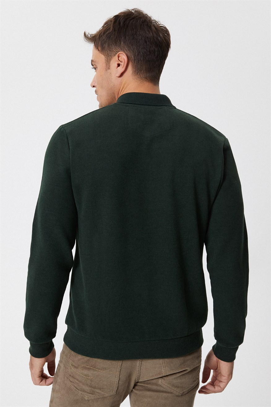 Newblend Erkek Polo Yaka Sweatshirt Yeşil