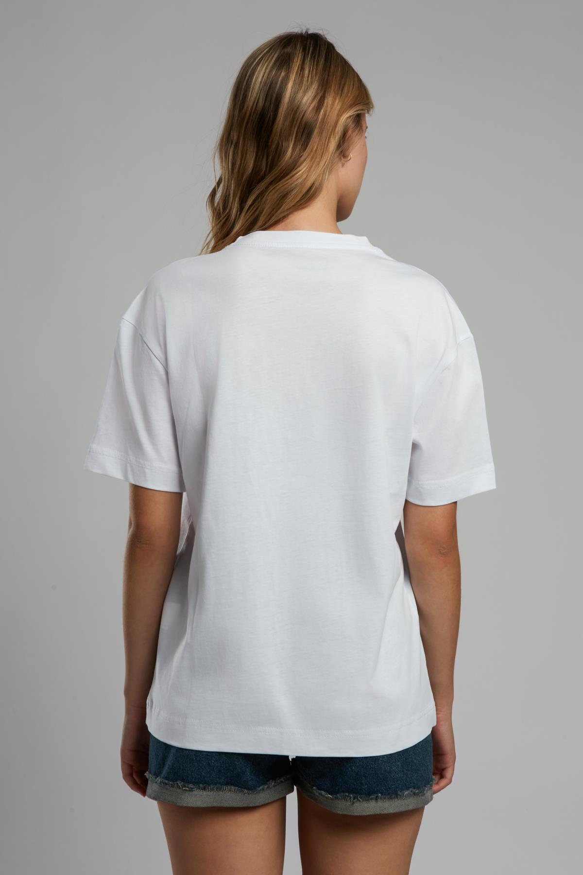 Nina Kadın %100 Pamuk O Yaka T-Shirt Beyaz