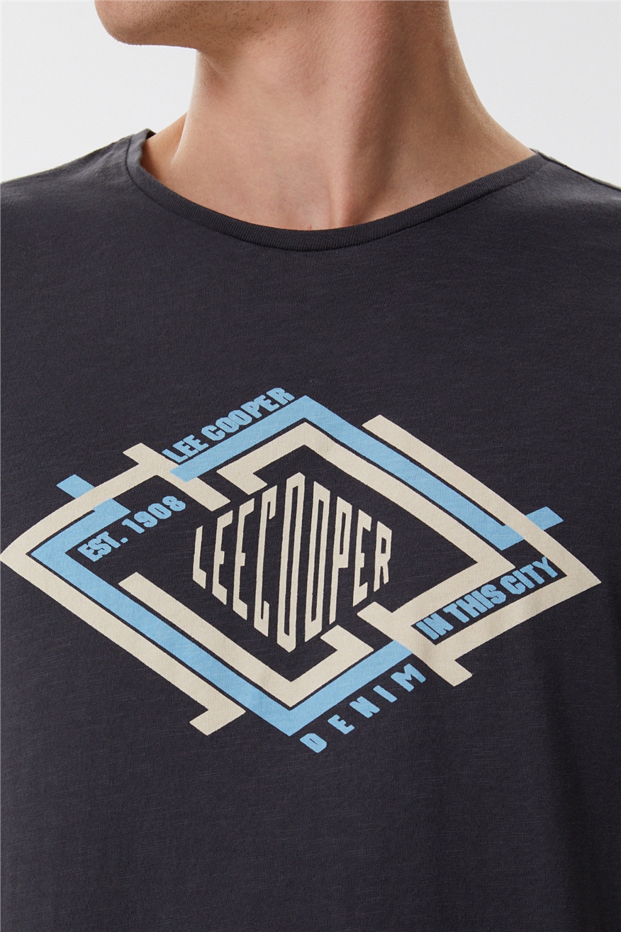 Lee Cooper Order Erkek Bisiklet Yaka T-Shirt Antrasit. 5