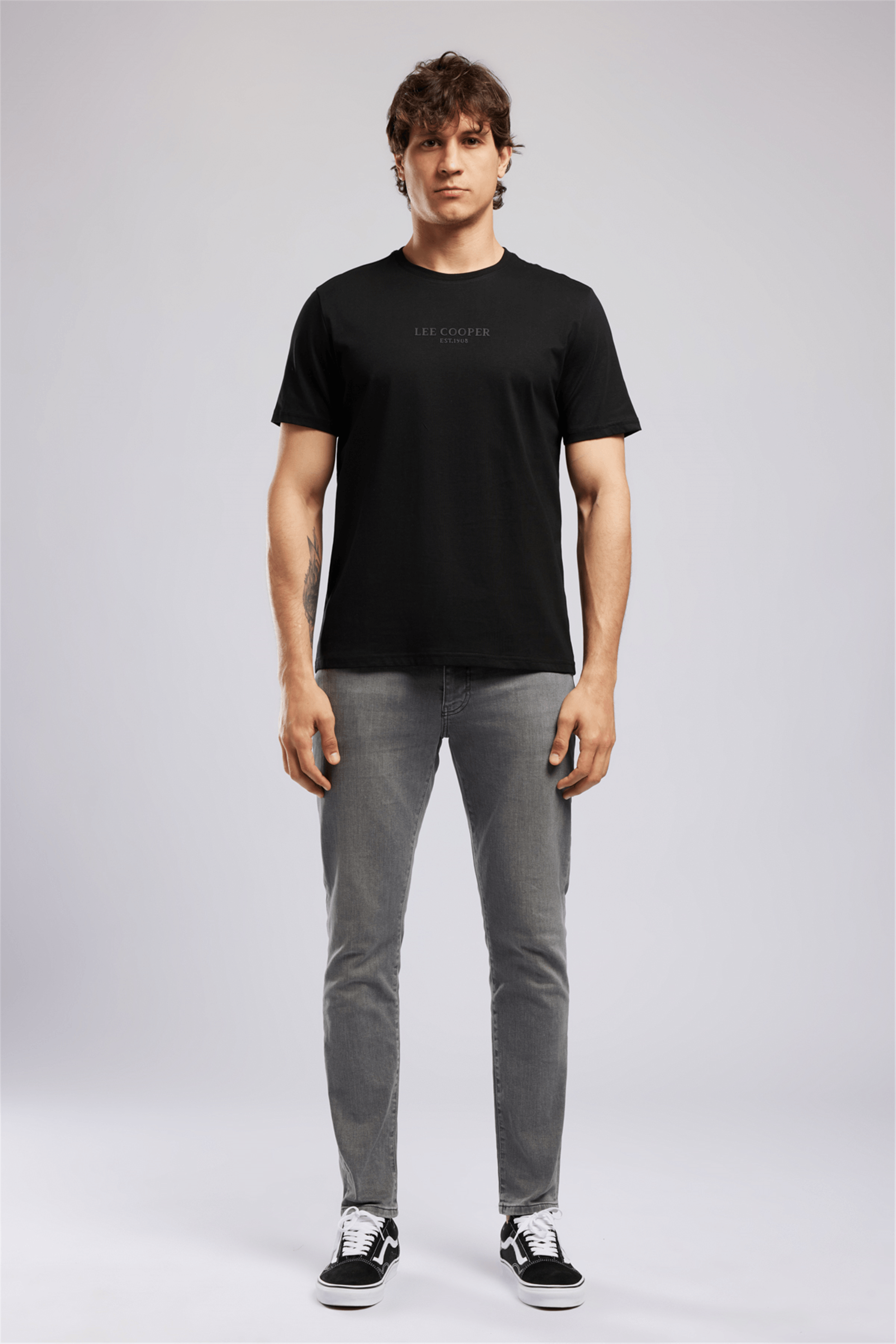 OSWALD Erkek Regular Fit %100 Pamuk Baskılı Bisiklet Yaka T-Shirt Siyah