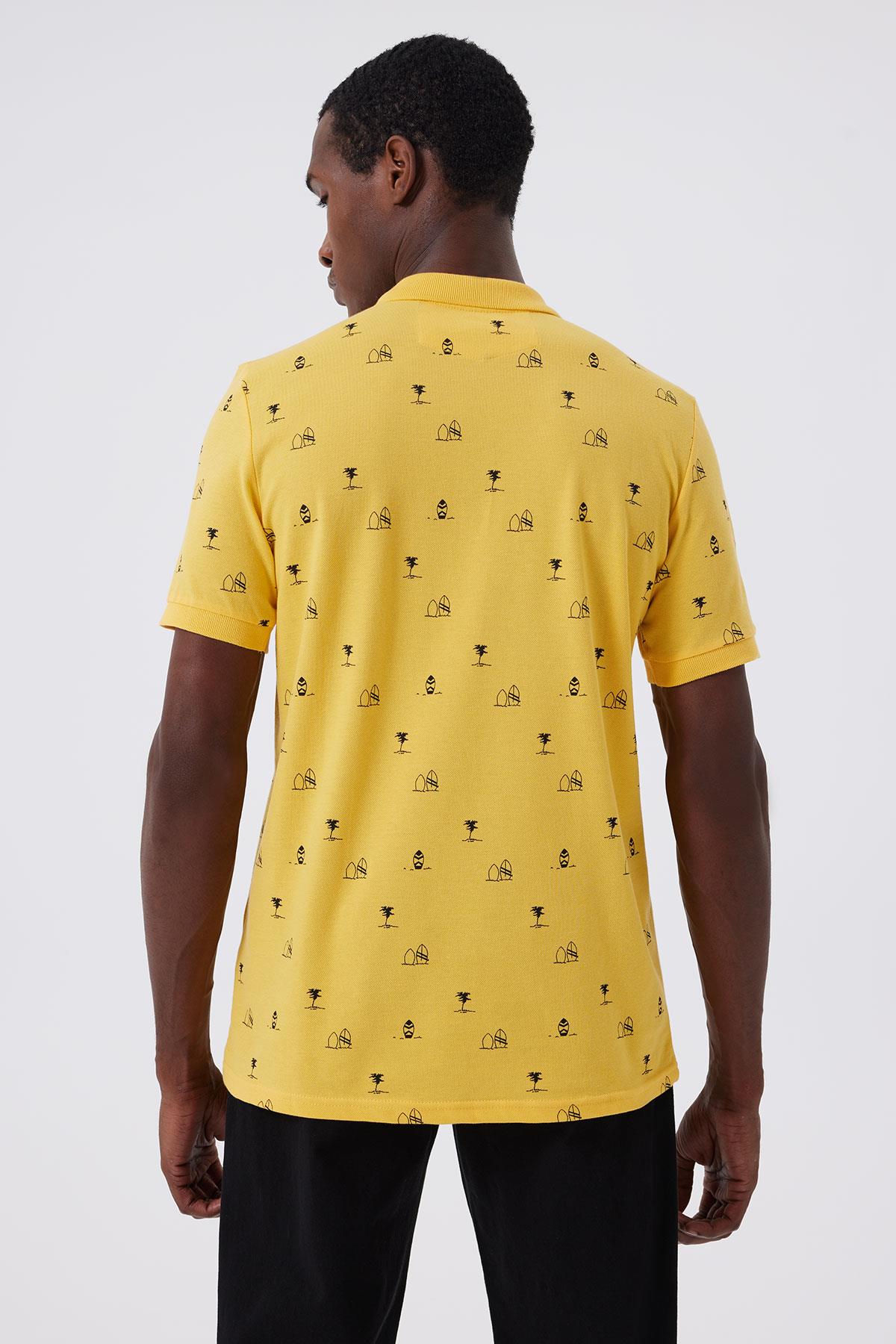 Palm Erkek %100 Pamuk Pike Polo Yaka T-Shirt Sarı