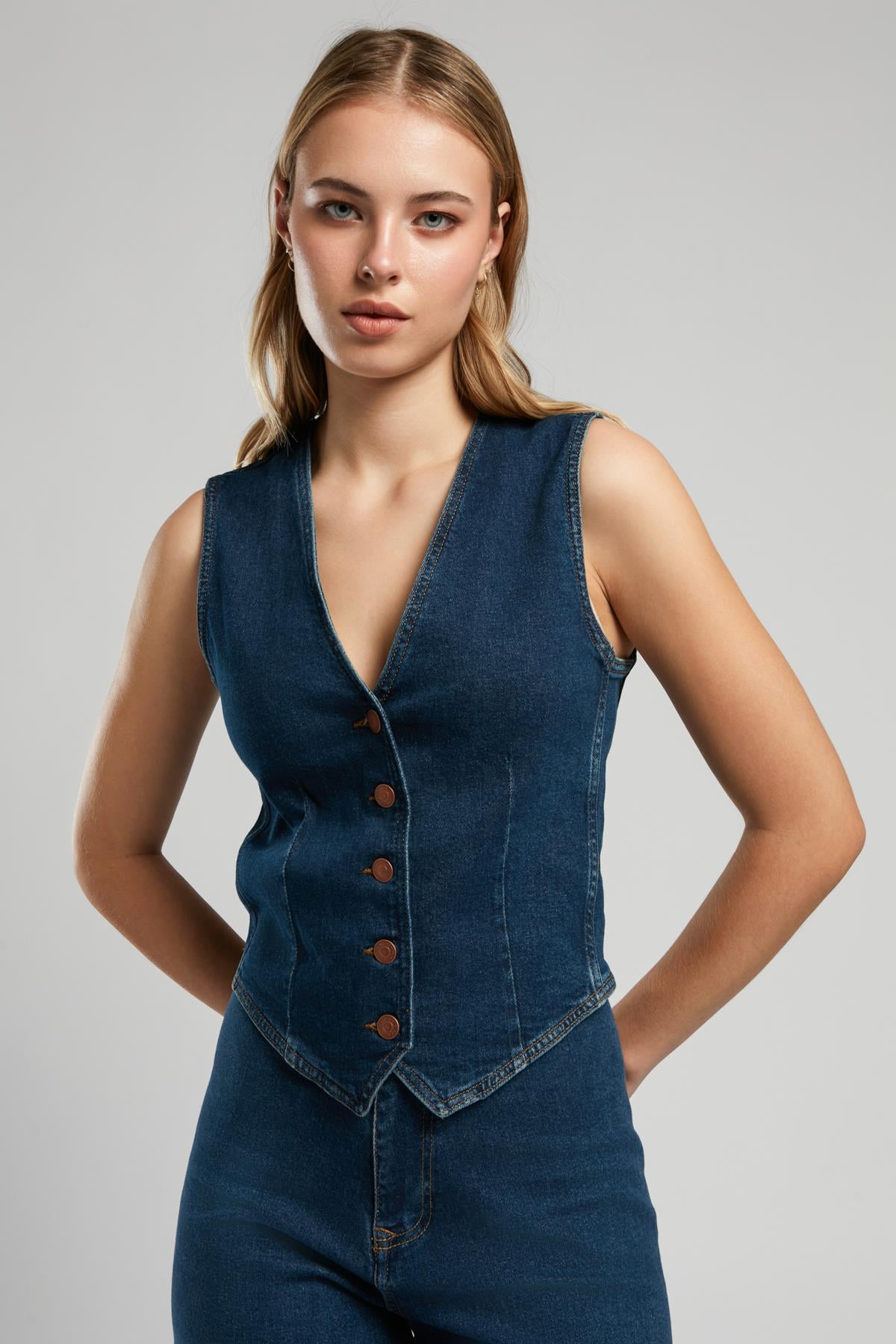 Peru Kadın Jean Yelek Denim