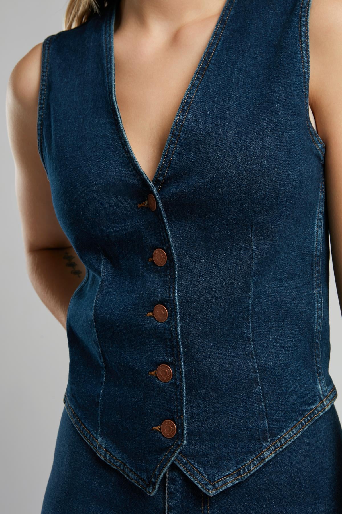 Peru Kadın Jean Yelek Denim
