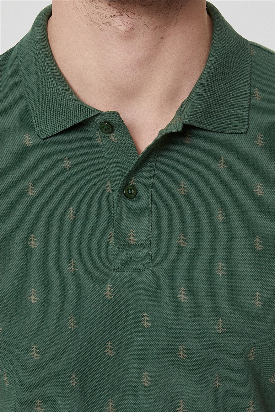 Pine Erkek %100 Pamuk Polo Yaka T-Shirt Koyu Yeşil