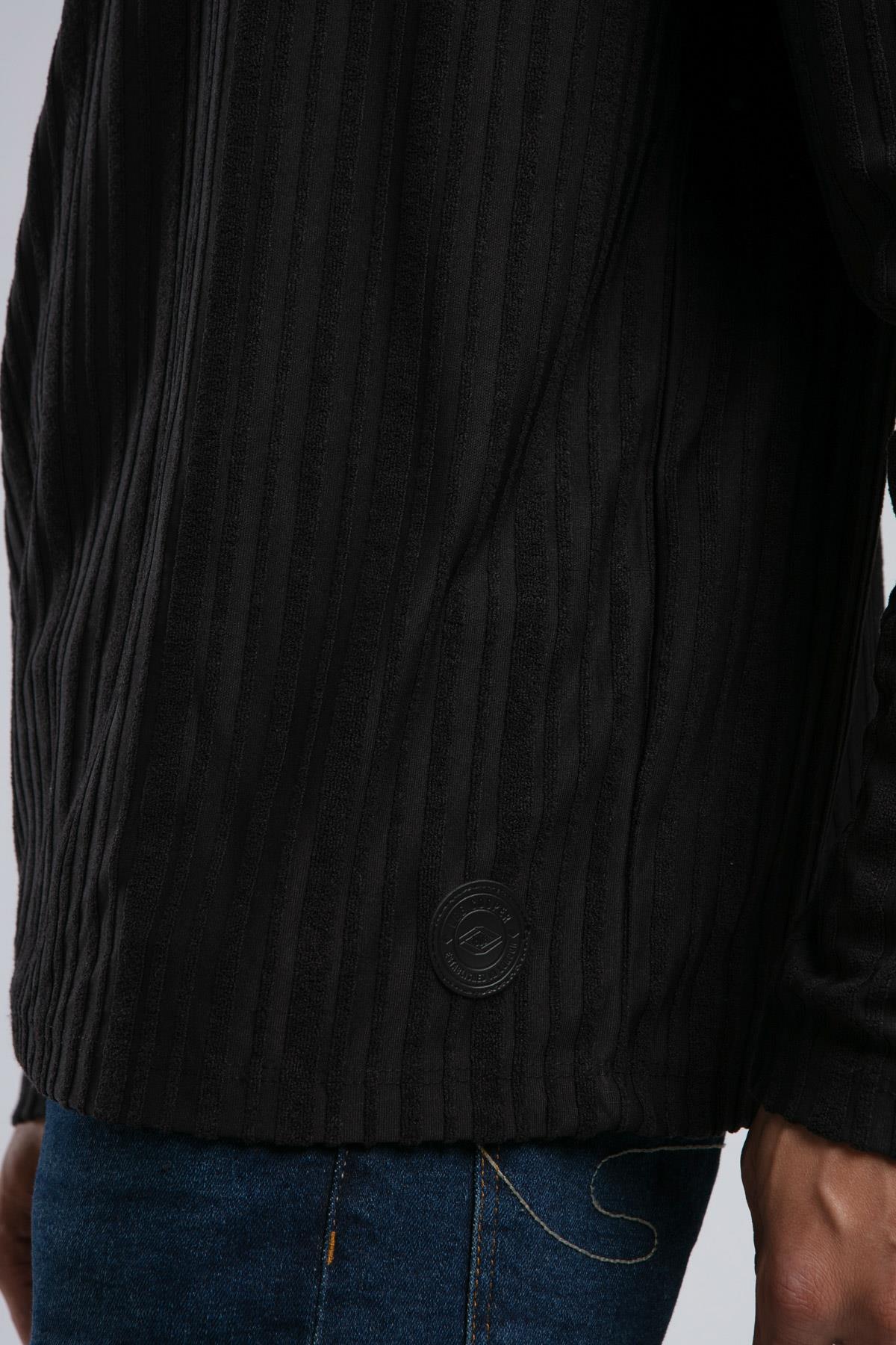 Porl Erkek O Yaka Uzun Kol T-Shirt Siyah