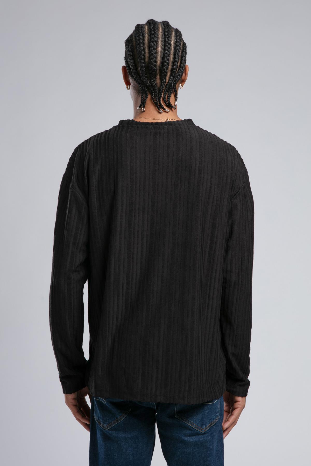 Porl Erkek O Yaka Uzun Kol T-Shirt Siyah