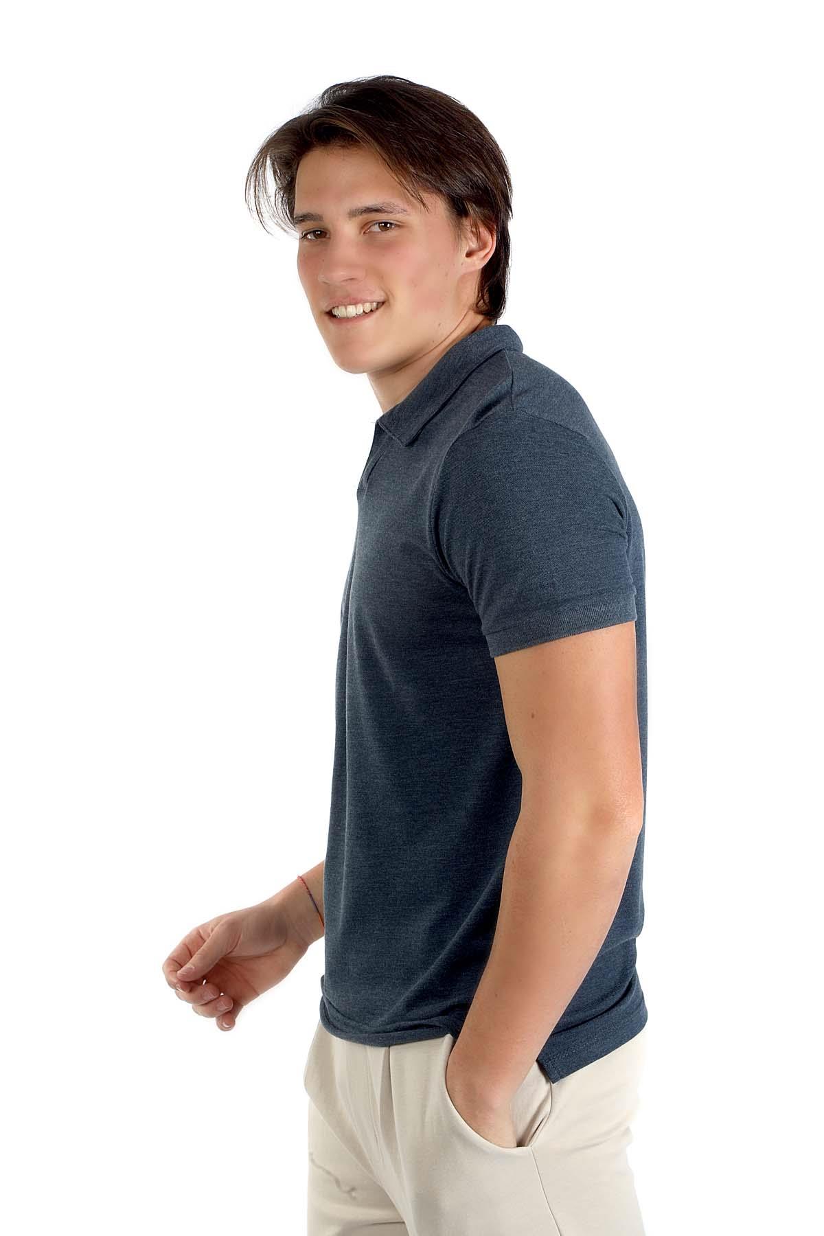 Poxla Erkek Pike Polo Yaka T-Shirt İndigo