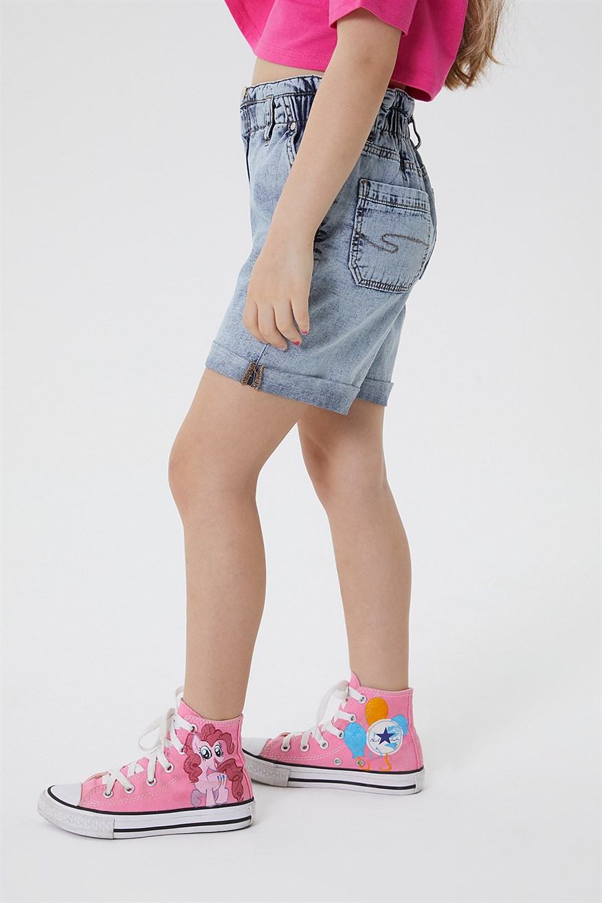 Re-Done Kız Çocuk %100 Pamuk Jean Şort Denim