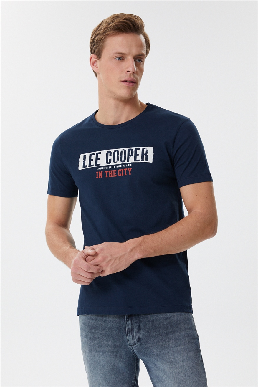 Lee Cooper Real Erkek Bisiklet Yaka T-Shirt Haki. 2