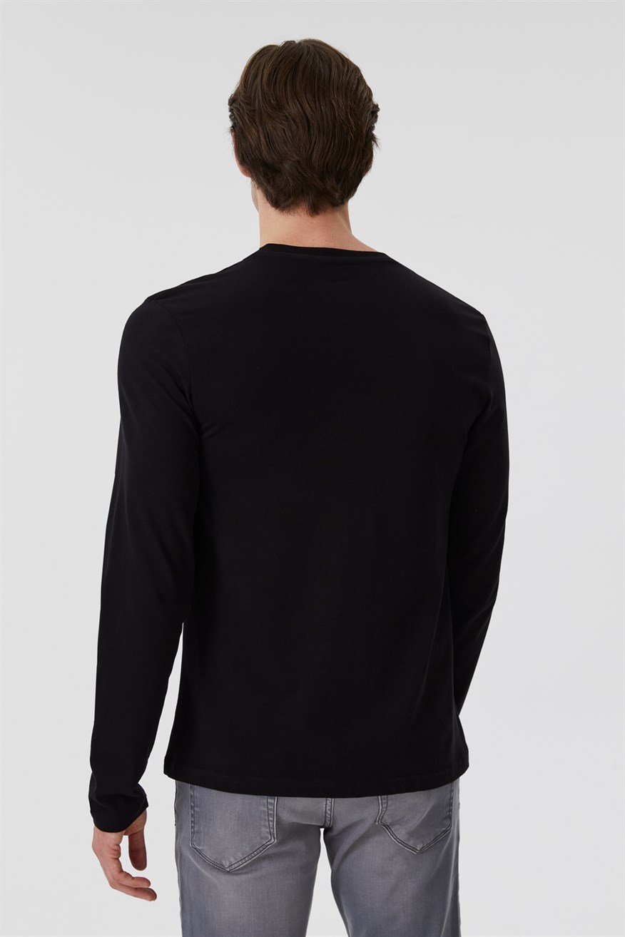 Renzo Erkek O Yaka Uzun Kol T-Shirt Siyah
