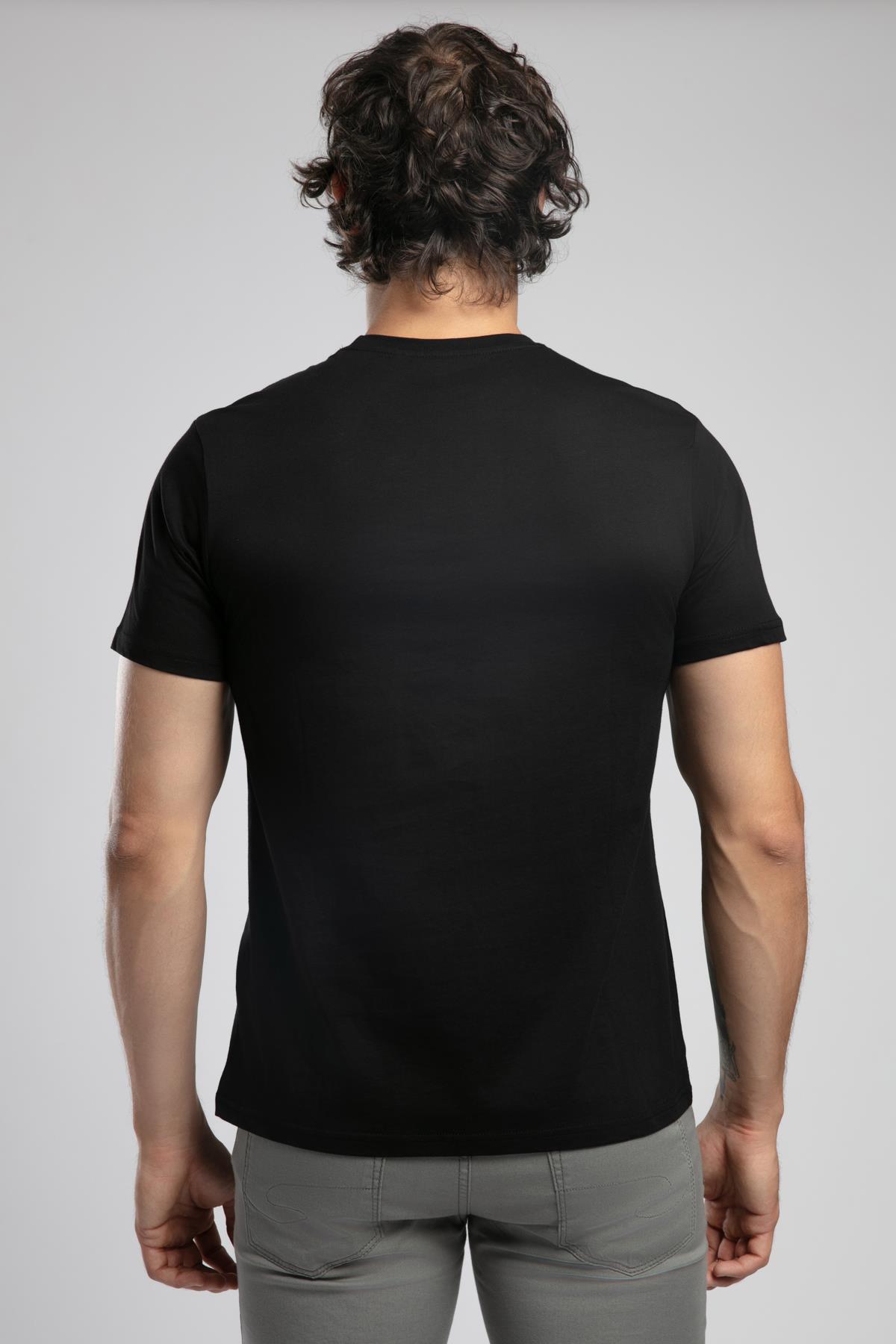 Ric Erkek %100 Pamuk O Yaka T-Shirt Siyah