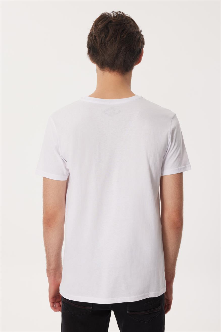Richard Erkek %100 Pamuk O Yaka T-Shirt Beyaz