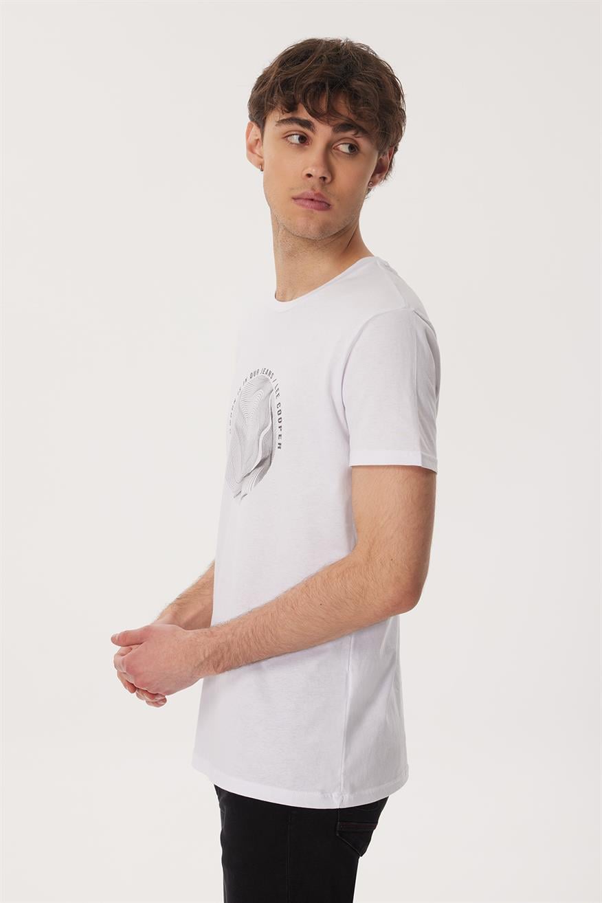 Richard Erkek %100 Pamuk O Yaka T-Shirt Beyaz