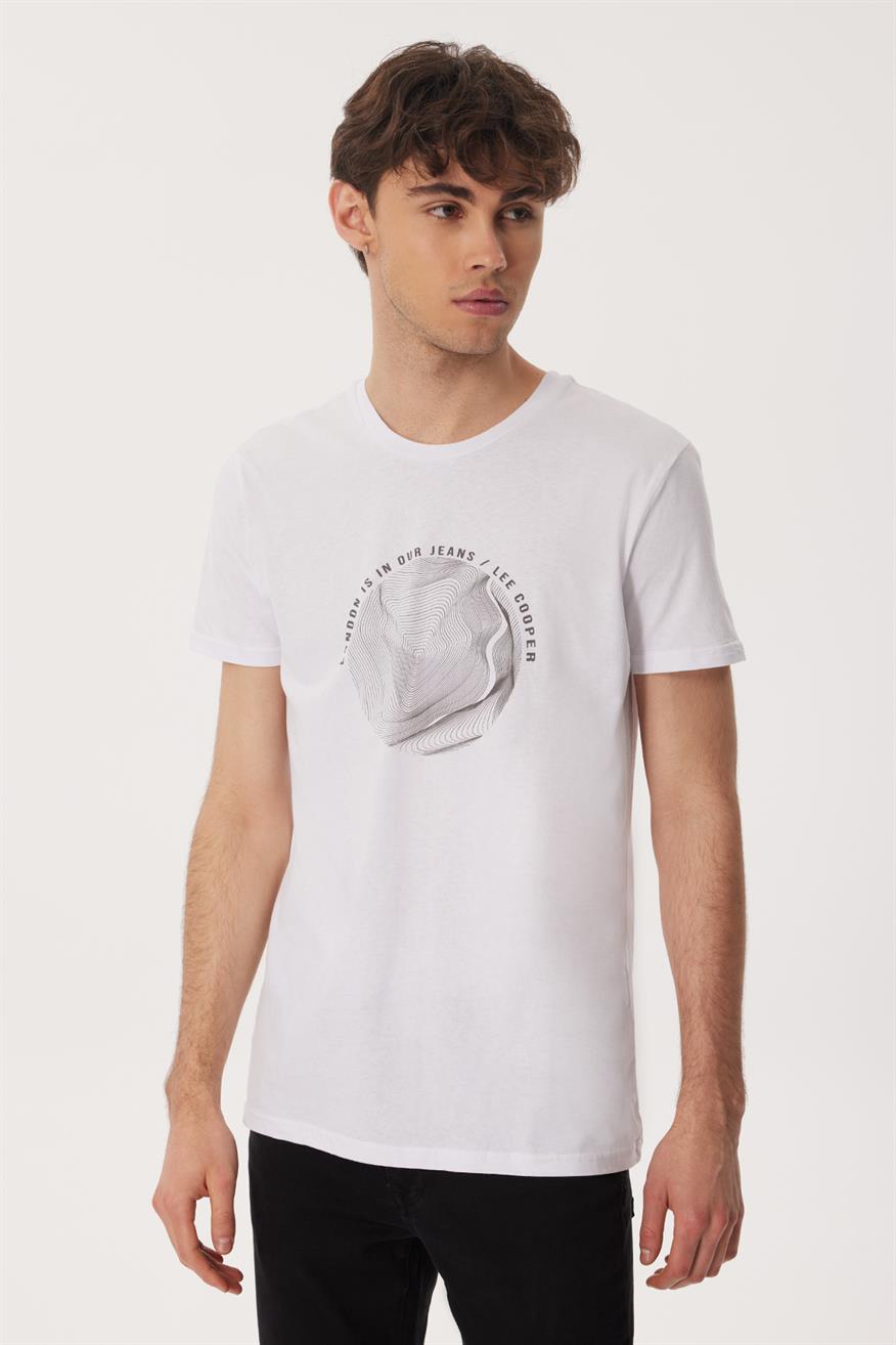 Richard Erkek %100 Pamuk O Yaka T-Shirt Beyaz