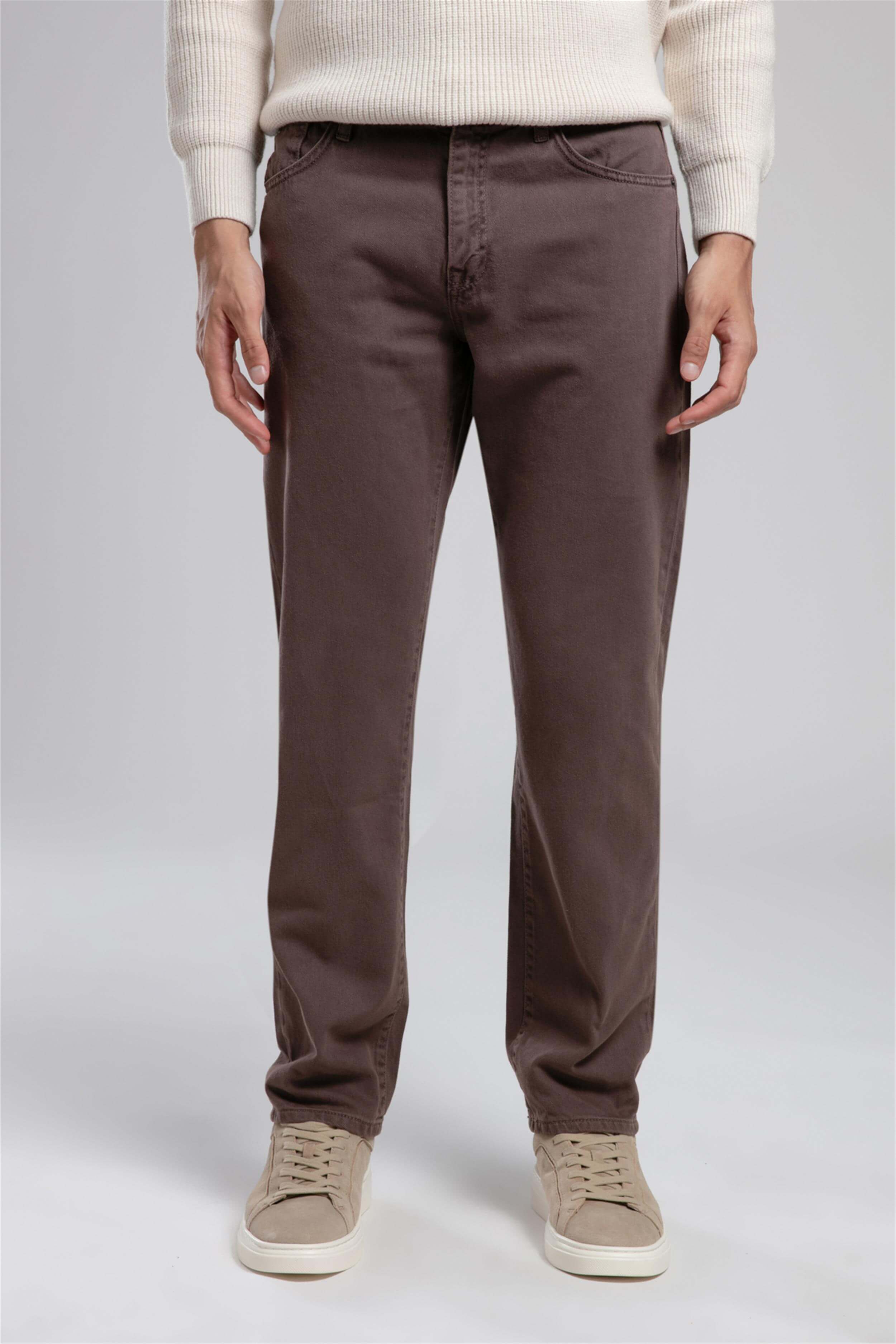 Ricky Yüksek Bel Düz Kesim Düz Paça Kahve Erkek Pantolon