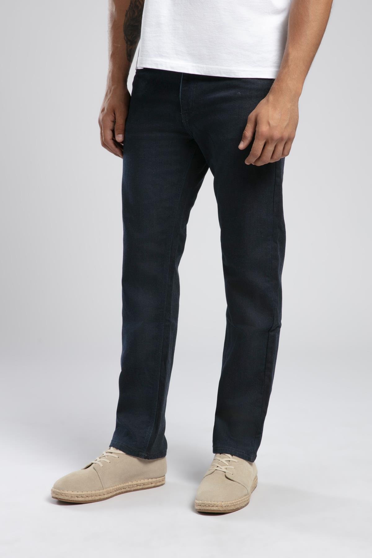 Ricky Yüksek Bel Düz Kesim Düz Paça Siyah Erkek Jean Pantolon