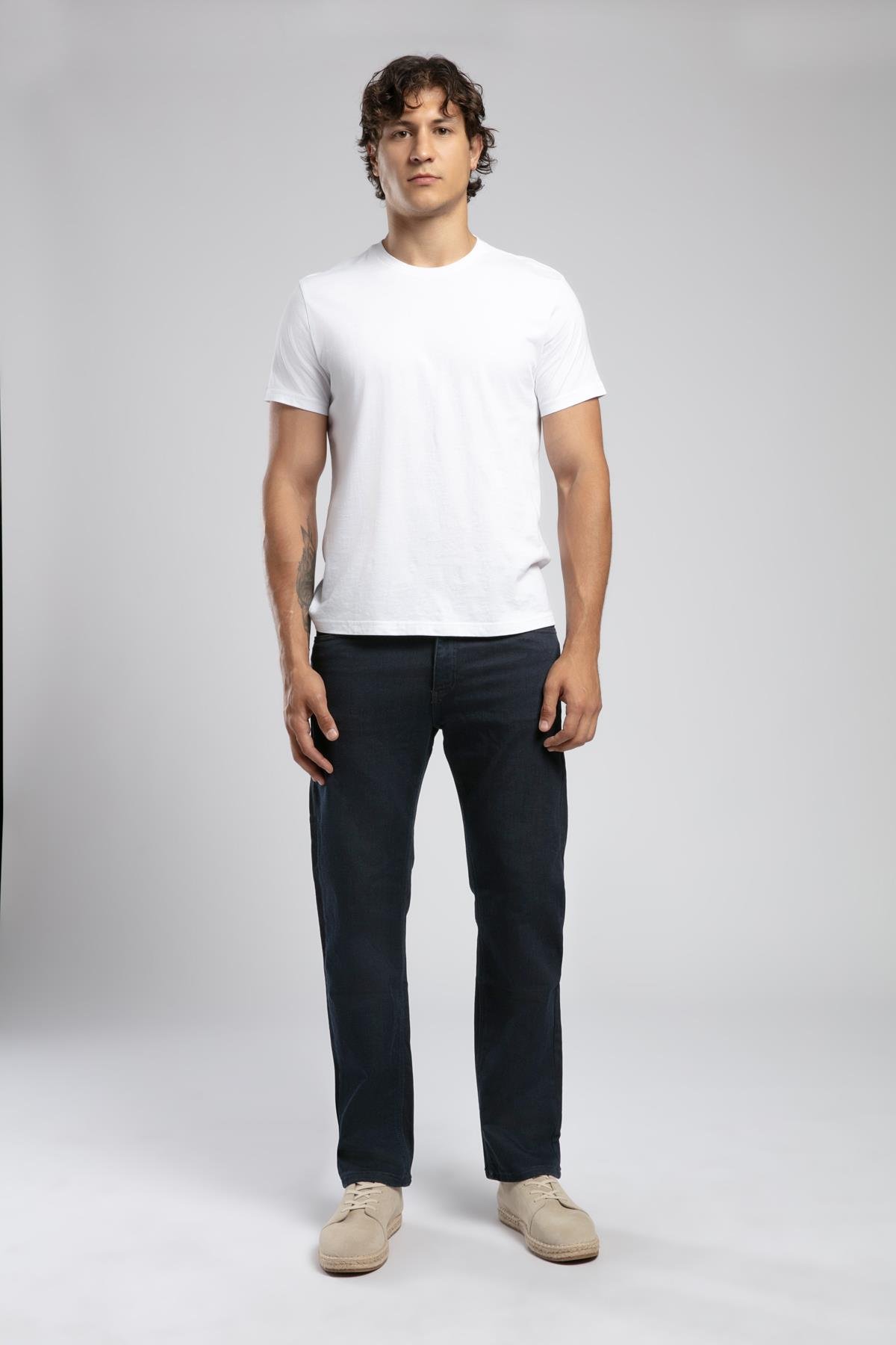 Ricky Yüksek Bel Düz Kesim Düz Paça Siyah Erkek Jean Pantolon