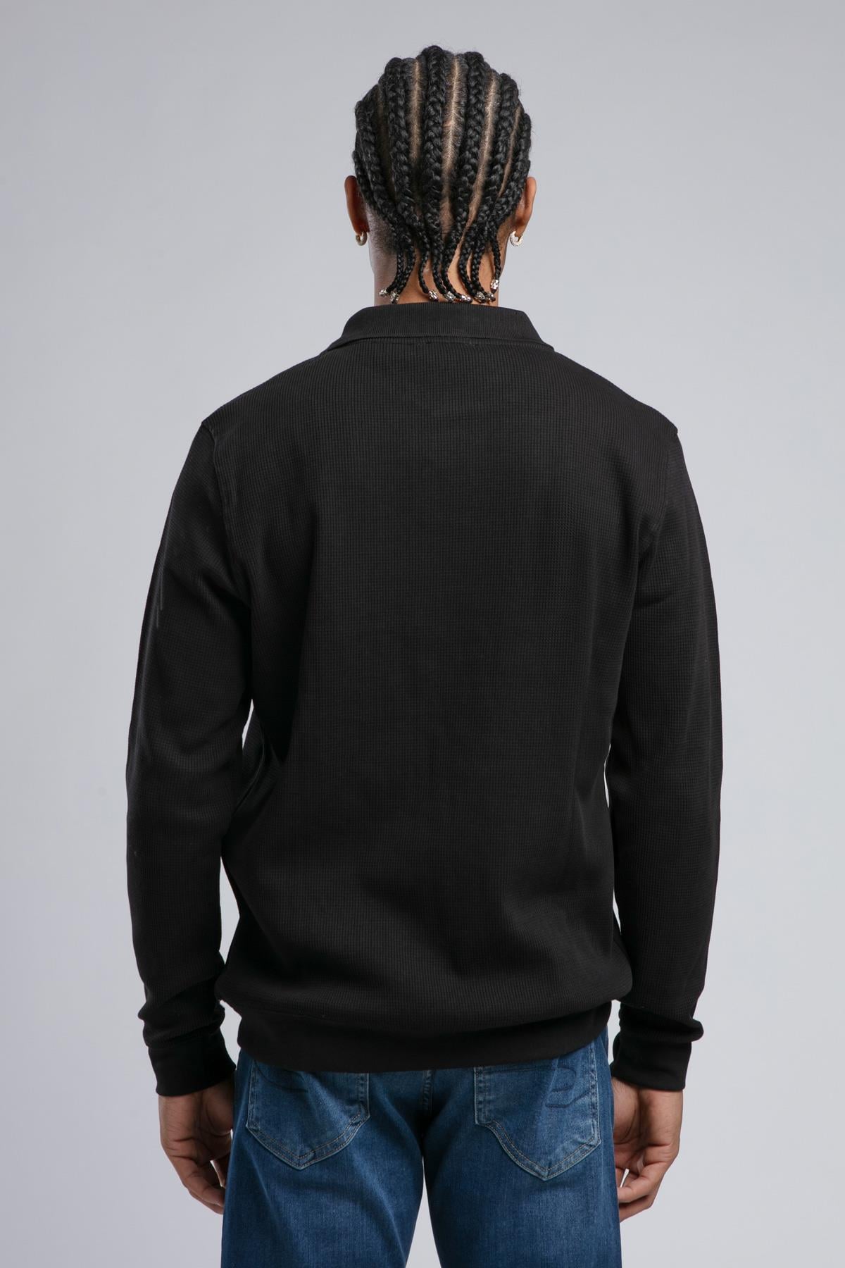Sirius Erkek Polo Yaka Sweatshirt Siyah