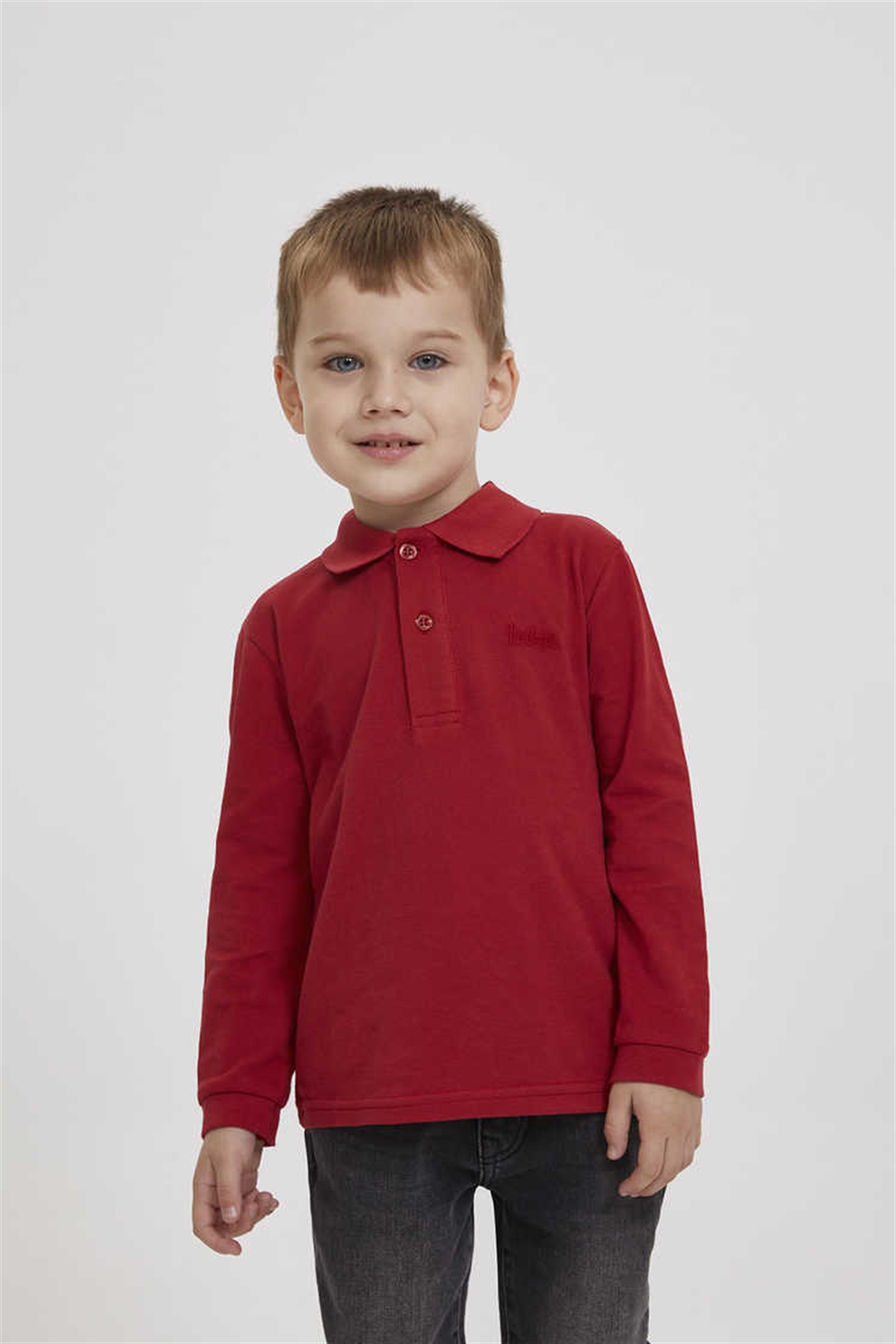 Soon Erkek Çocuk Pike Polo Yaka Sweatshirt Kırmızı | Lee Cooper