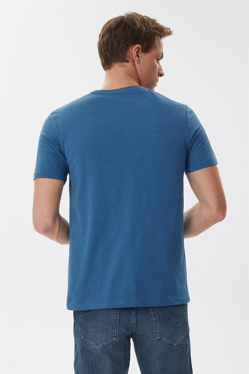 Storing Erkek %100 Pamuk Bisiklet Yaka T-Shirt Petrol