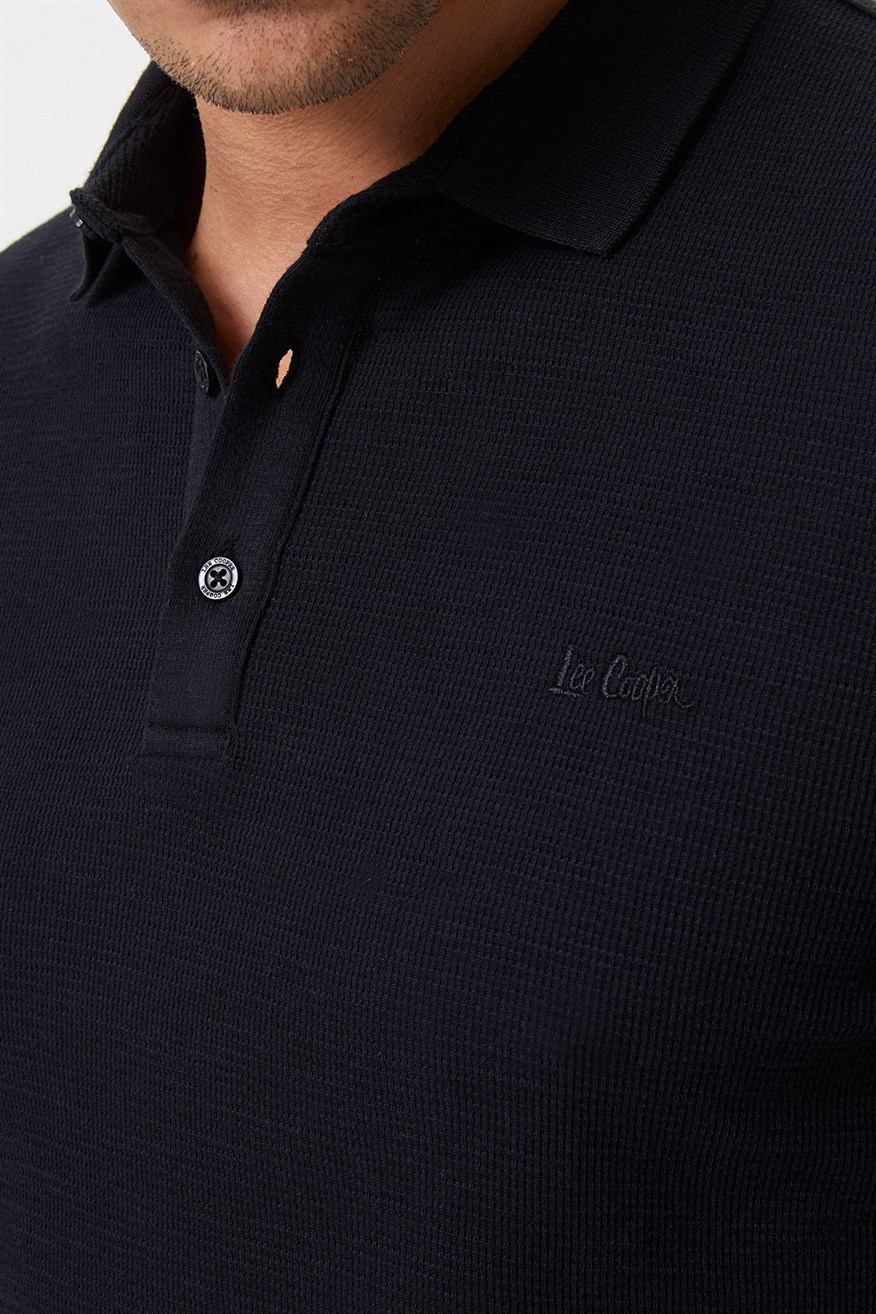 Lee Cooper Tylens Erkek Polo Yaka U.Kol T-Shirt Siyah. 5