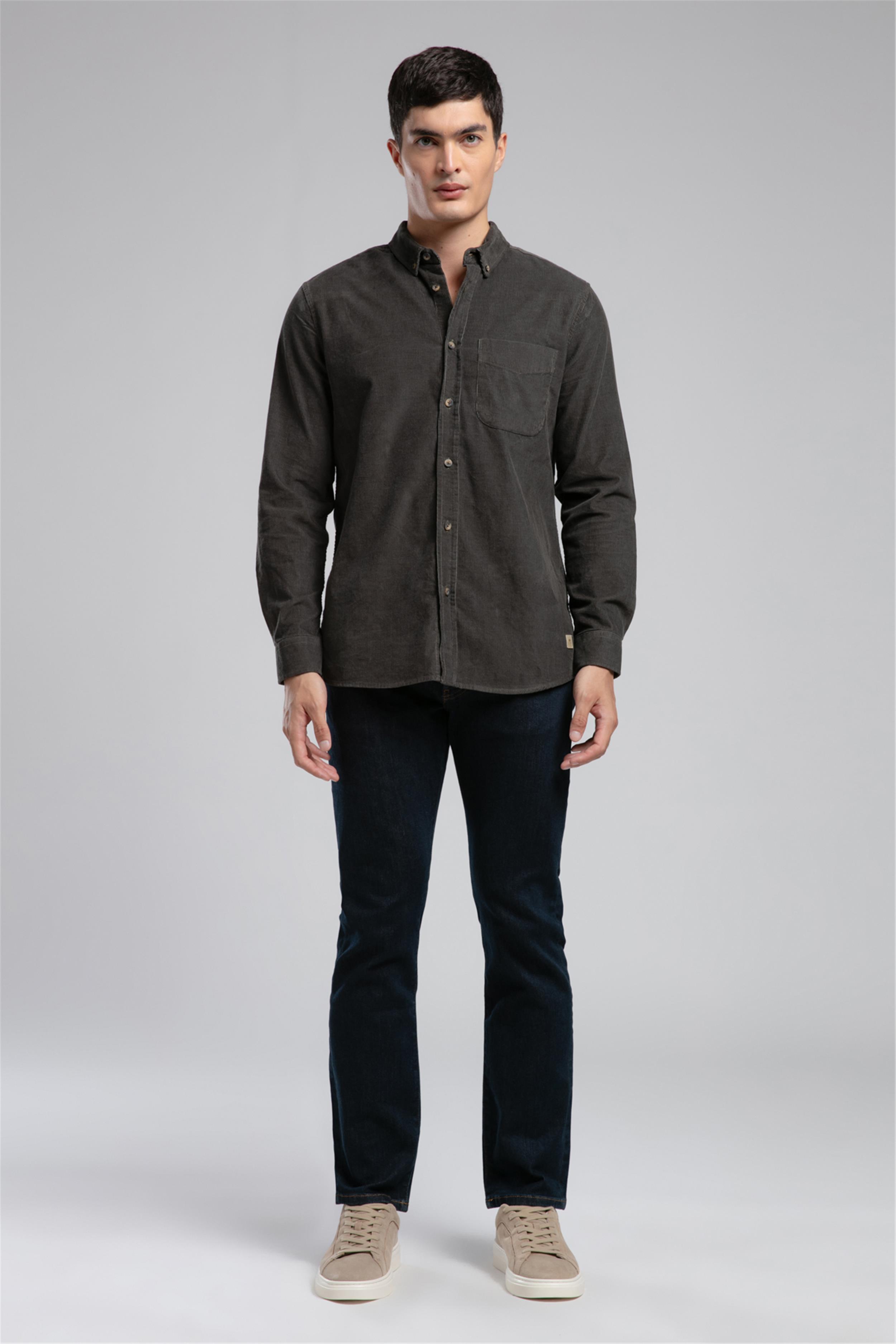 Wornes Erkek Kadife Uzun Kol Gömlek Yeşil