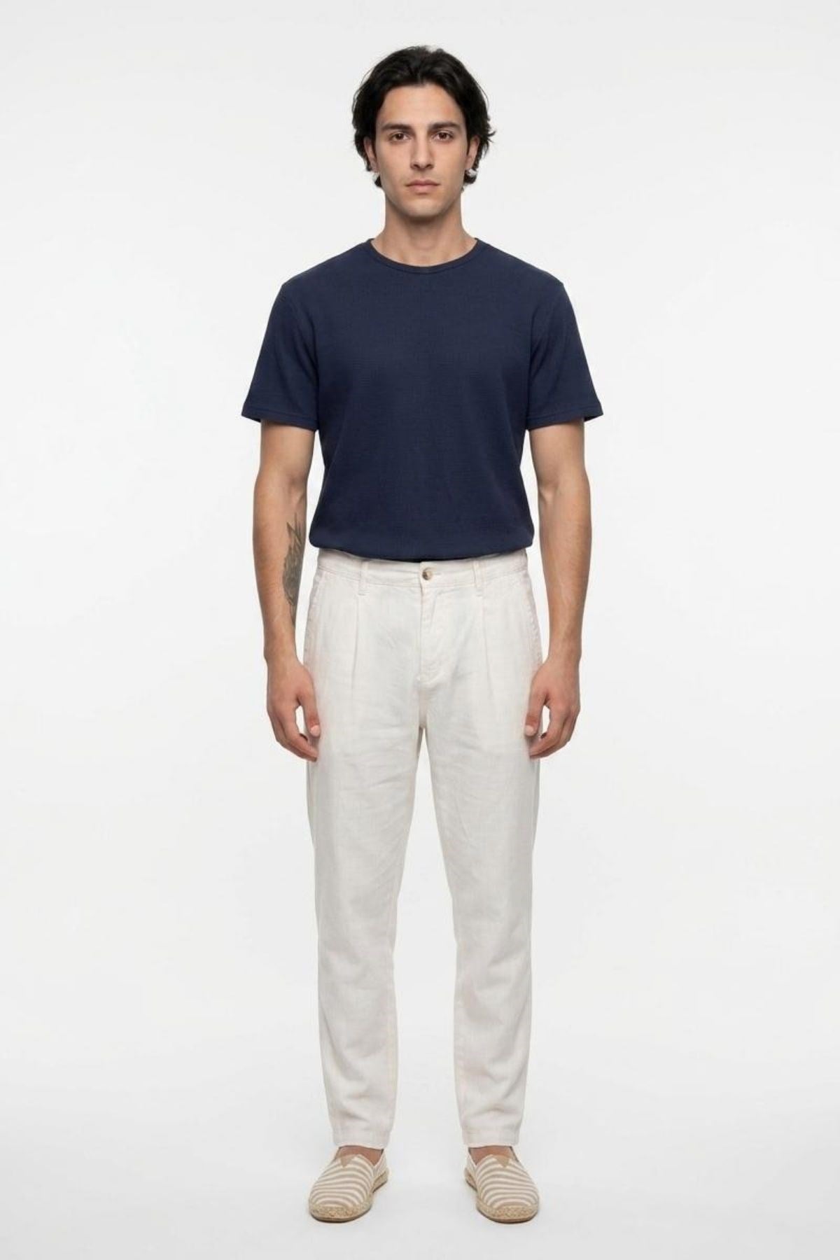 Zarse Erkek Regular Tapered Fit Pantolon Beyaz